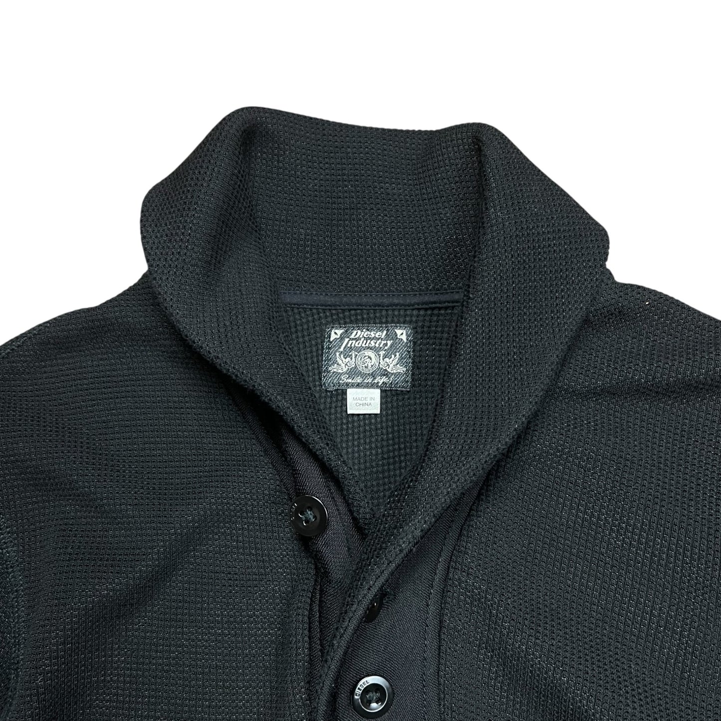 Diesel Waffle Knit Shawl Collar Henley Sweater - M