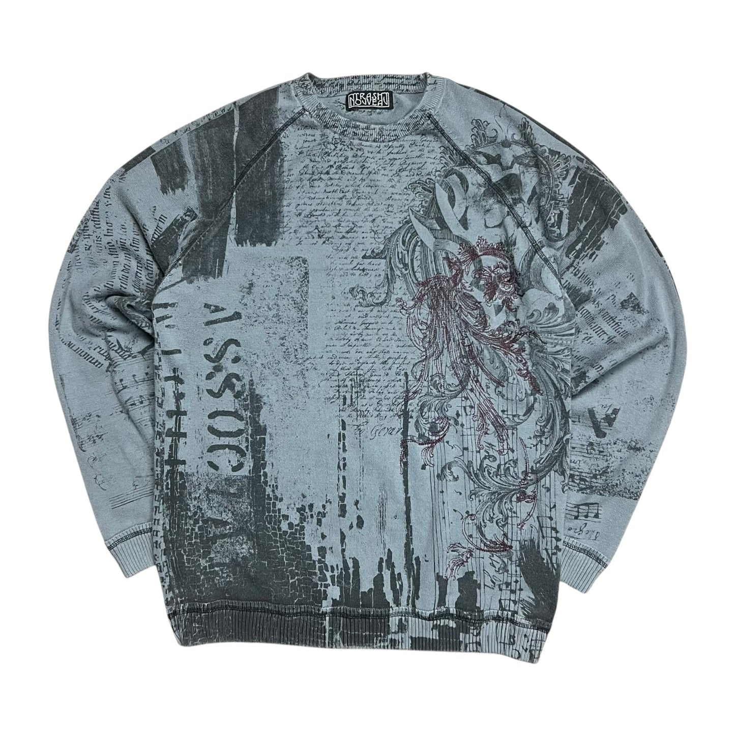 Trash Nouveau All Over Print Gothic Sweatshirt - M