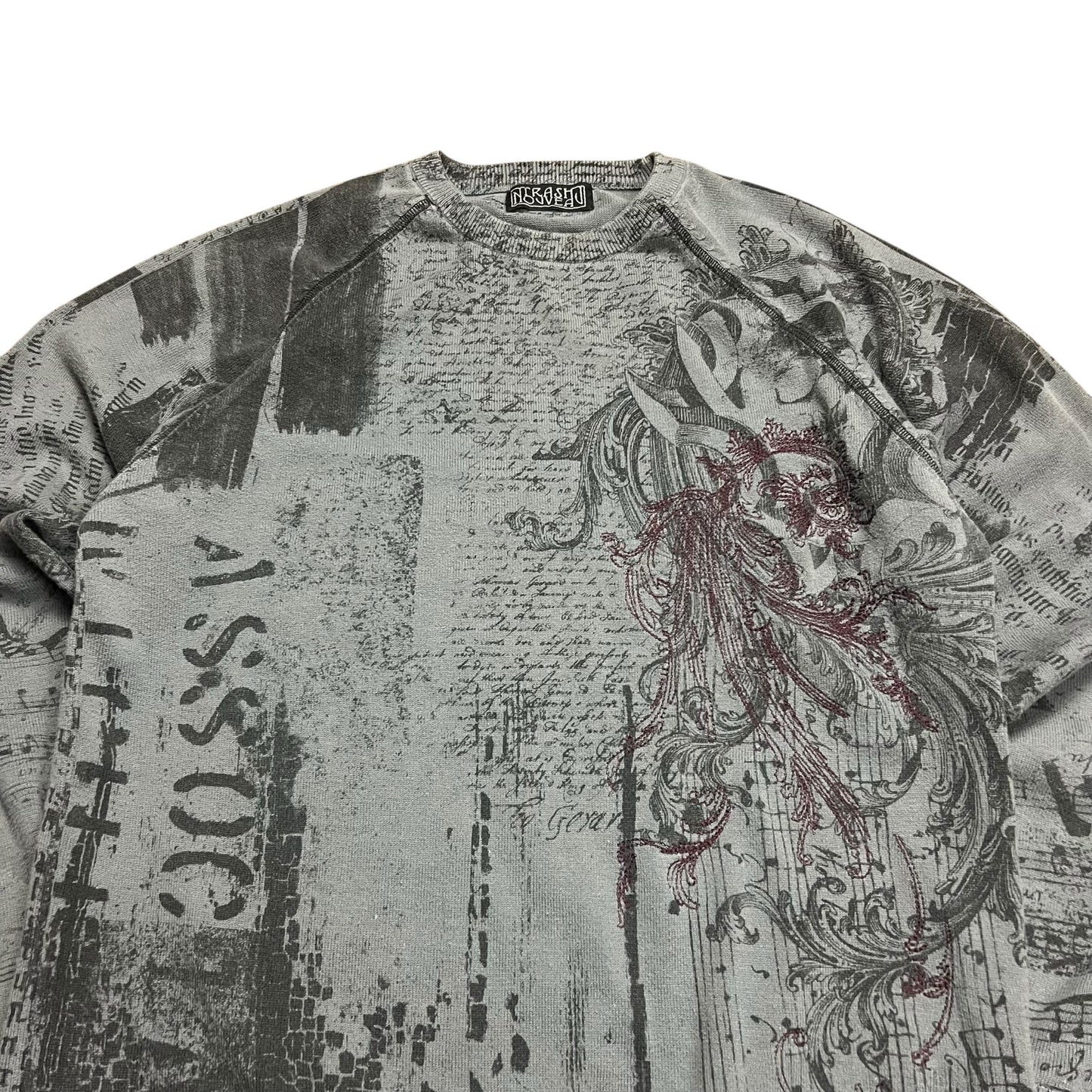 Trash Nouveau All Over Print Gothic Sweatshirt - M