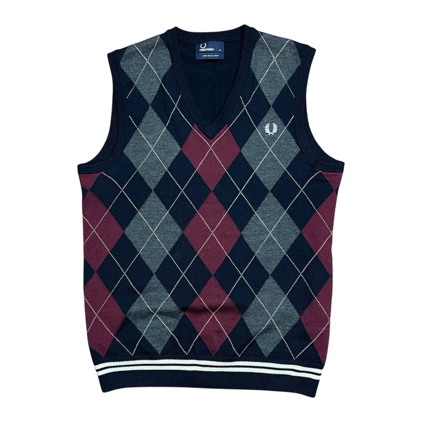 Fred Perry Merino Wool V-Neck Sweater Vest - M