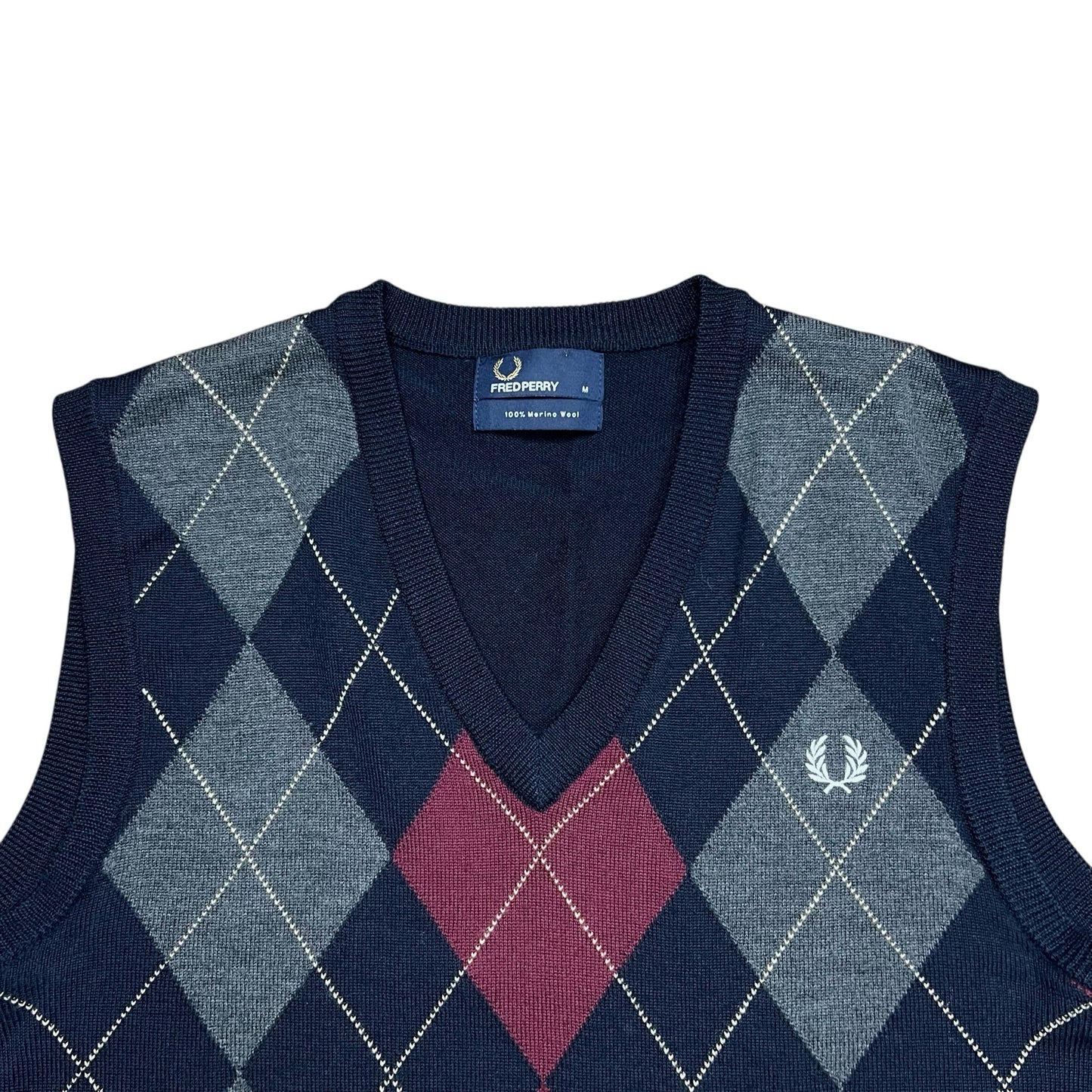Fred Perry Merino Wool V-Neck Sweater Vest - M