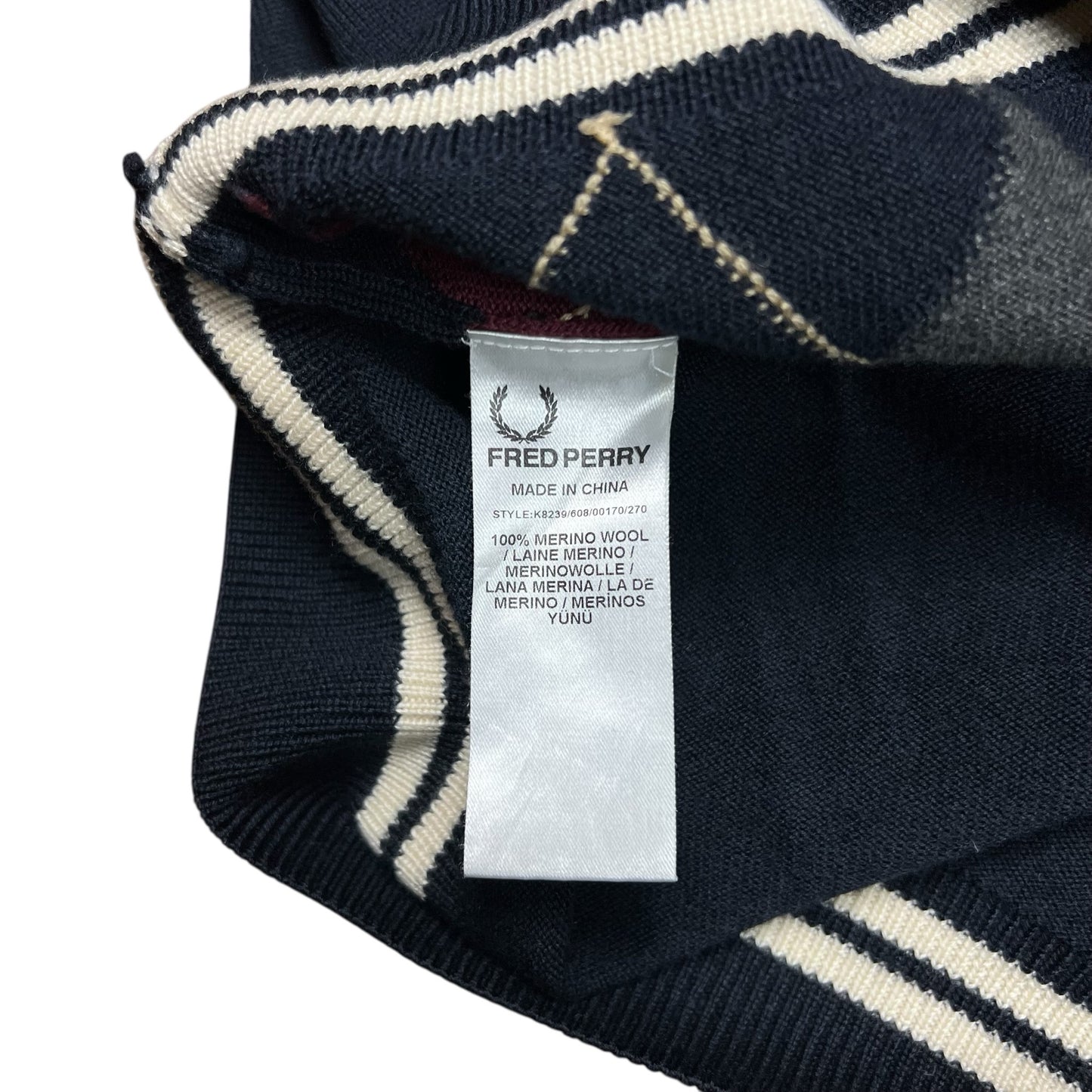 Fred Perry Merino Wool V-Neck Sweater Vest - M