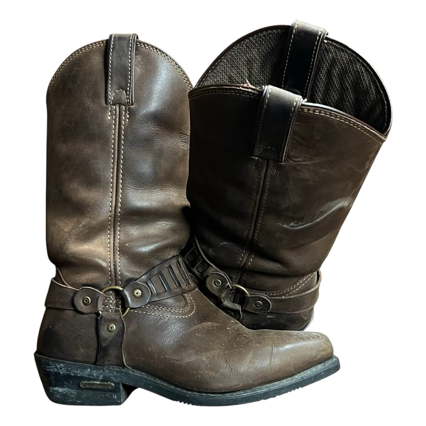Vintage Harley-Davidson Brown Harness Leather Cowboy Biker Boots - 10US