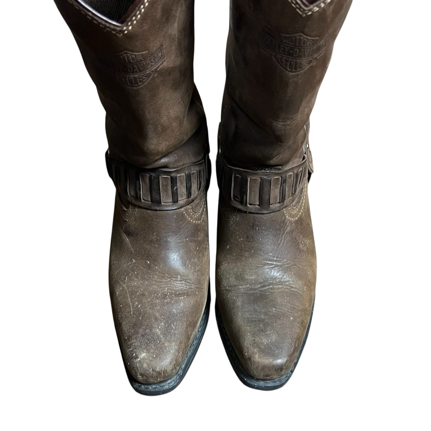 Vintage Harley-Davidson Brown Harness Leather Cowboy Biker Boots - 10US