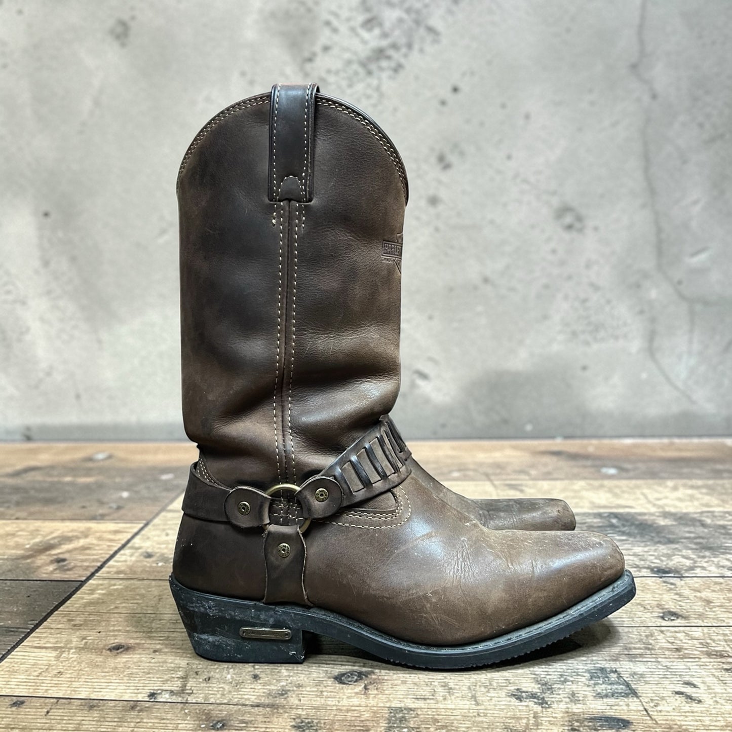 Vintage Harley-Davidson Brown Harness Leather Cowboy Biker Boots - 10US