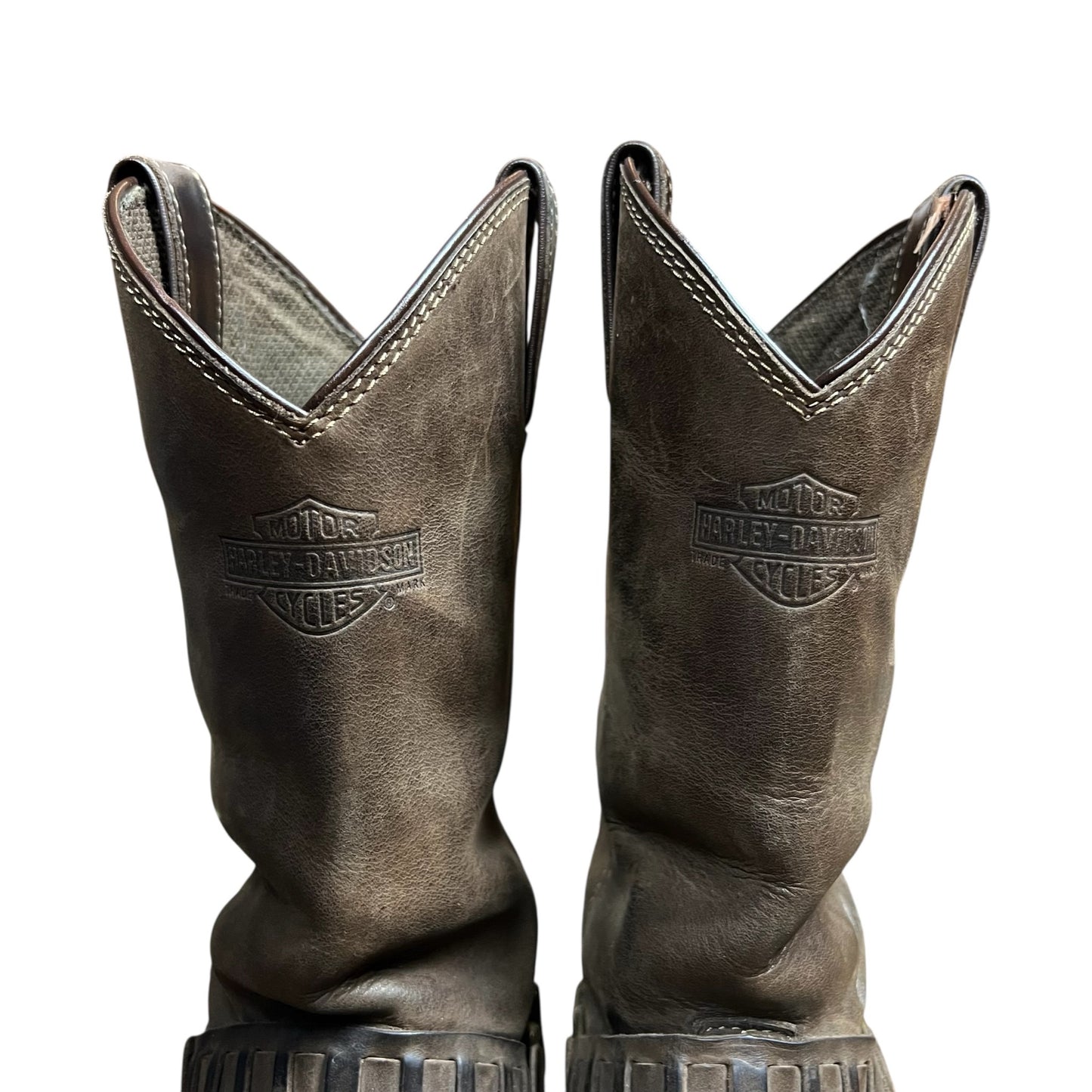 Vintage Harley-Davidson Brown Harness Leather Cowboy Biker Boots - 10US