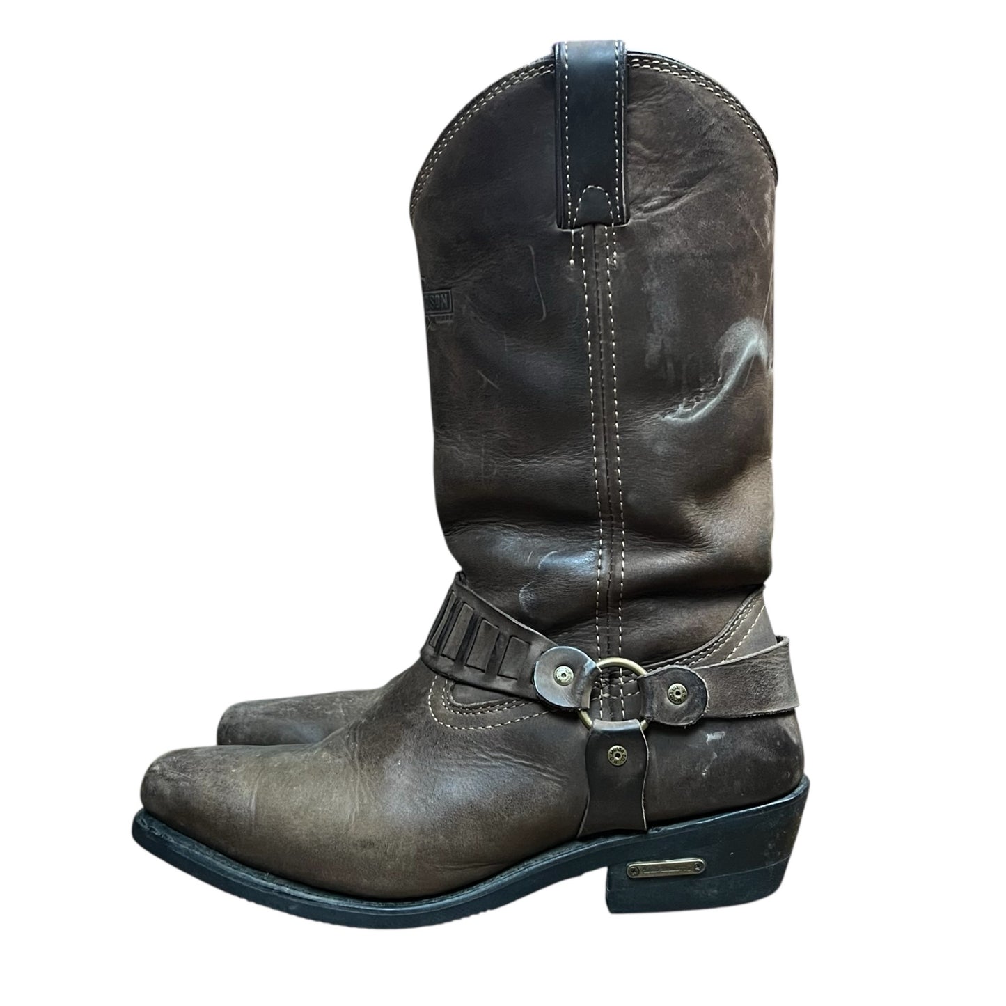Vintage Harley-Davidson Brown Harness Leather Cowboy Biker Boots - 10US