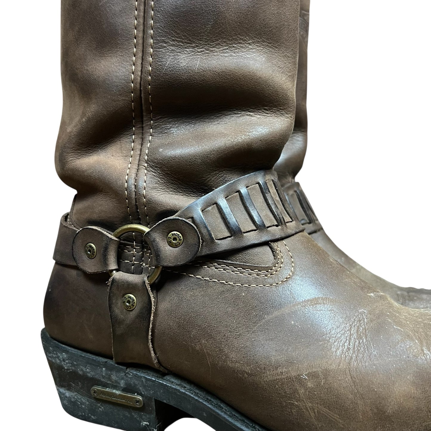 Vintage Harley-Davidson Brown Harness Leather Cowboy Biker Boots - 10US