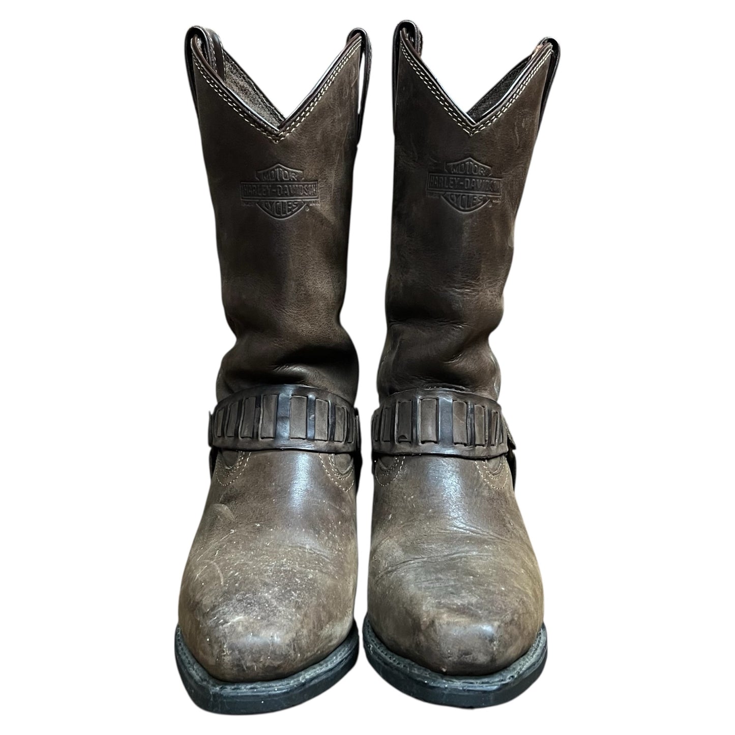 Vintage Harley-Davidson Brown Harness Leather Cowboy Biker Boots - 10US