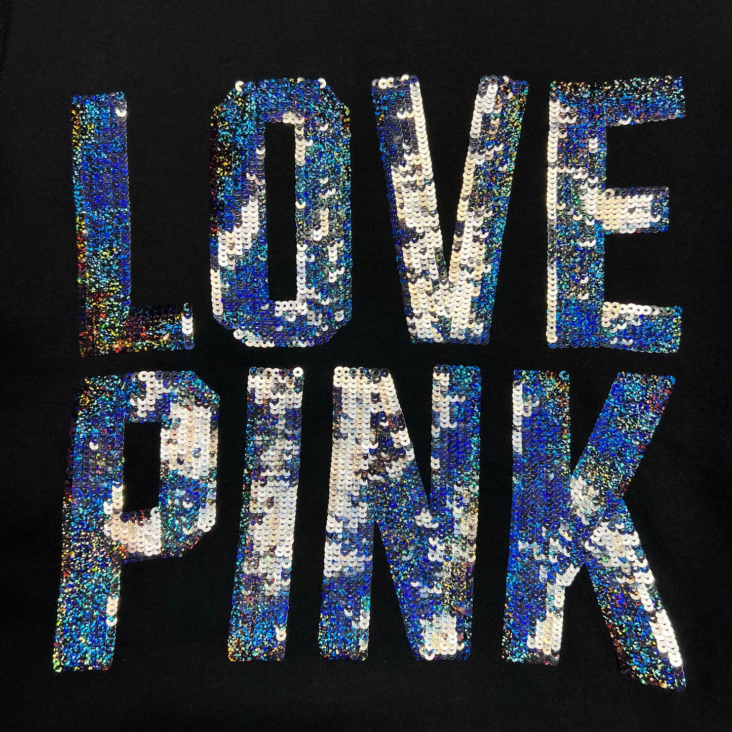 Victoria's Secret PINK Sequin Graphic Fur Lined Zip-Up Hoodie - S