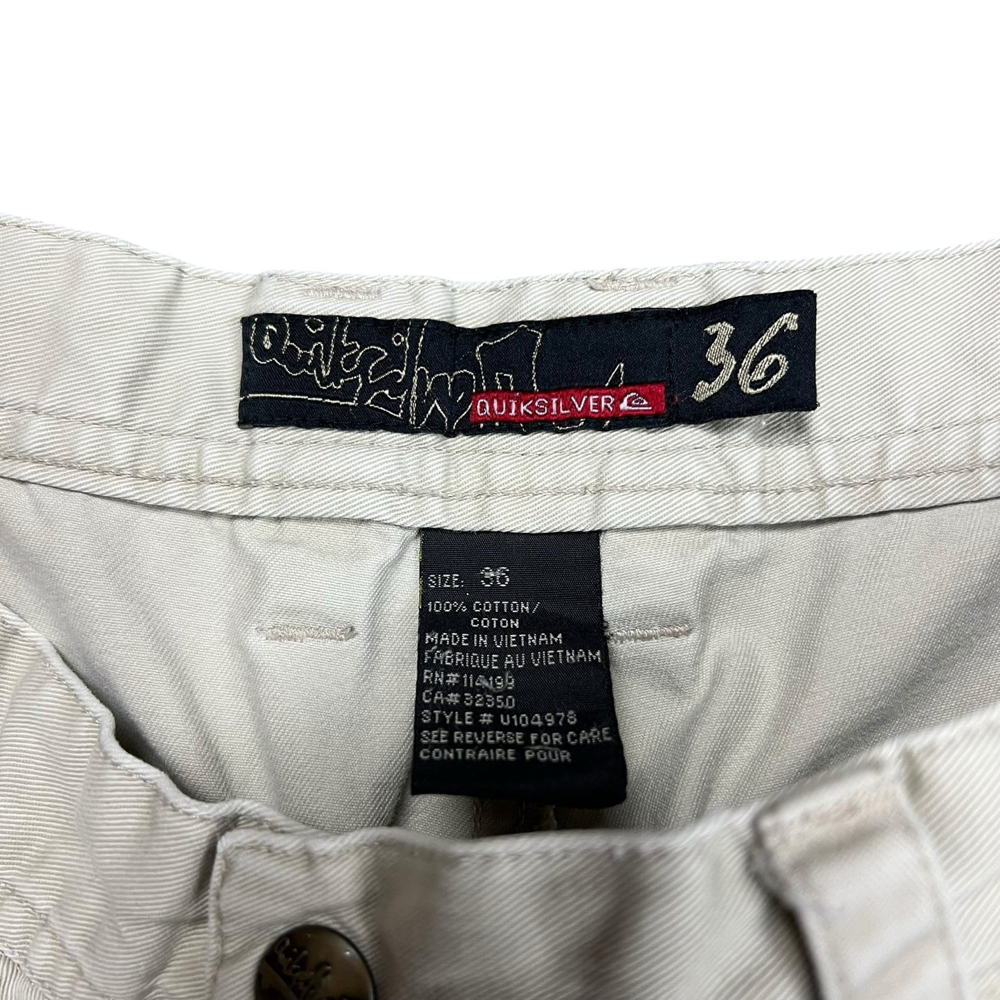Quiksilver Baggy Beige Cargo Shorts - 35”