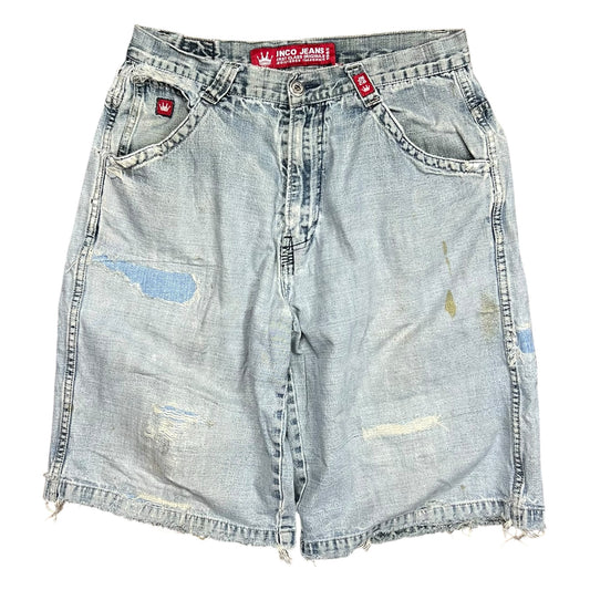 JNCO Jeans Baggy Distressed Bulldog Denim Shorts - 31”