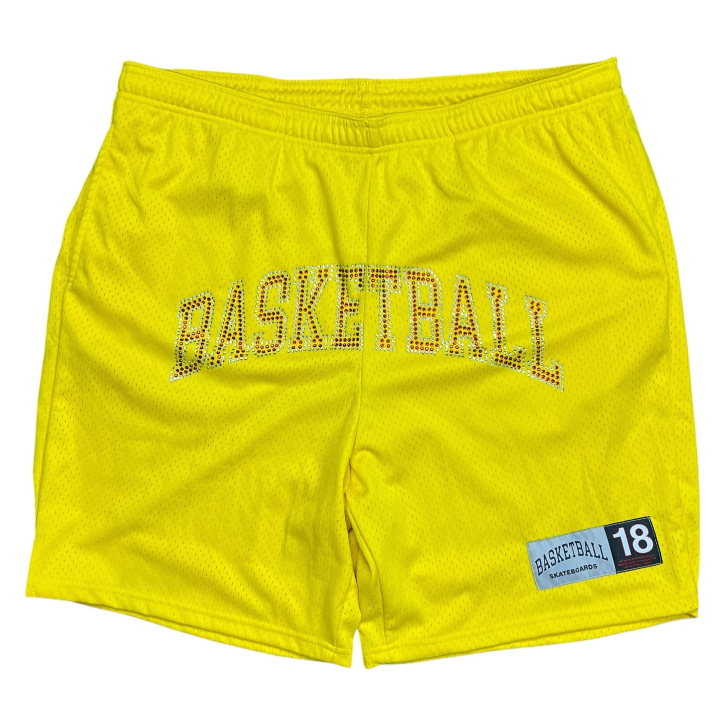 Basketball Skateboards Rhinestone Mesh Shorts - XL