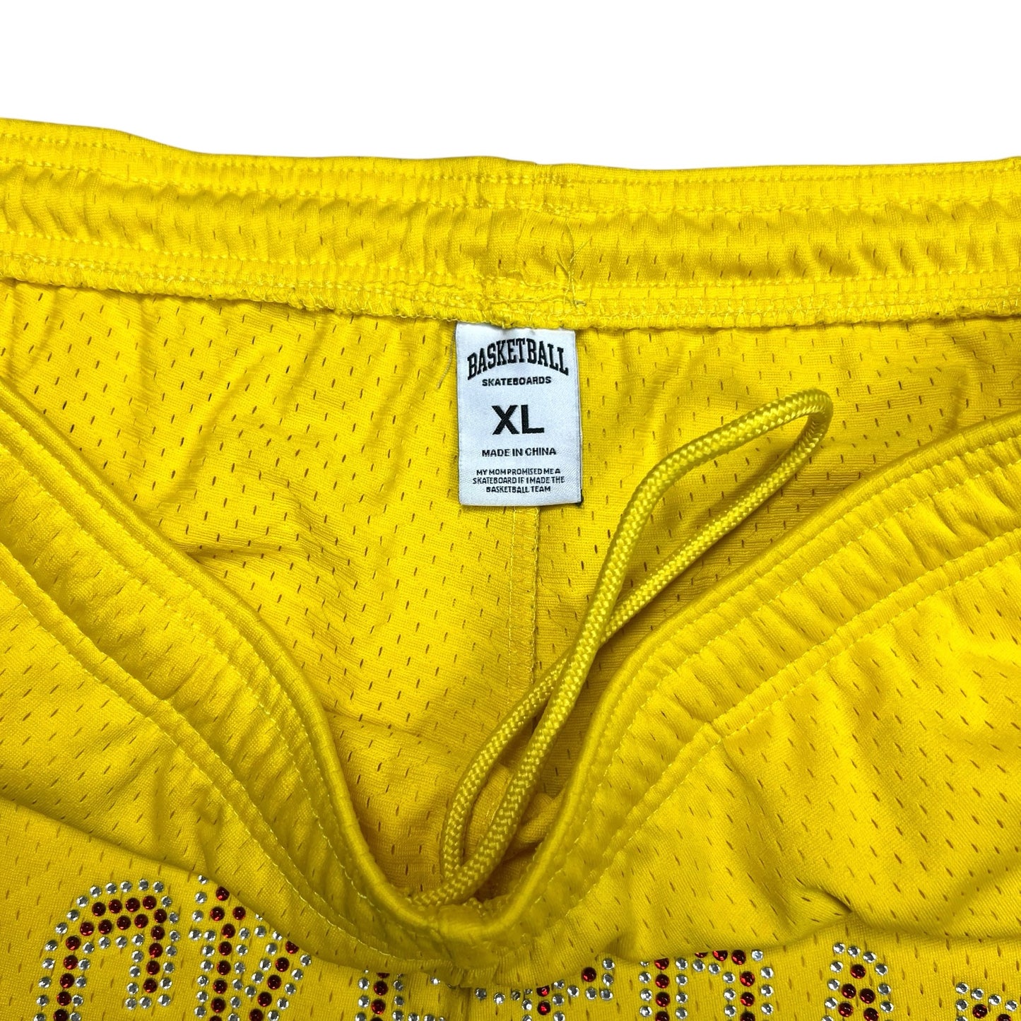 Basketball Skateboards Rhinestone Mesh Shorts - XL