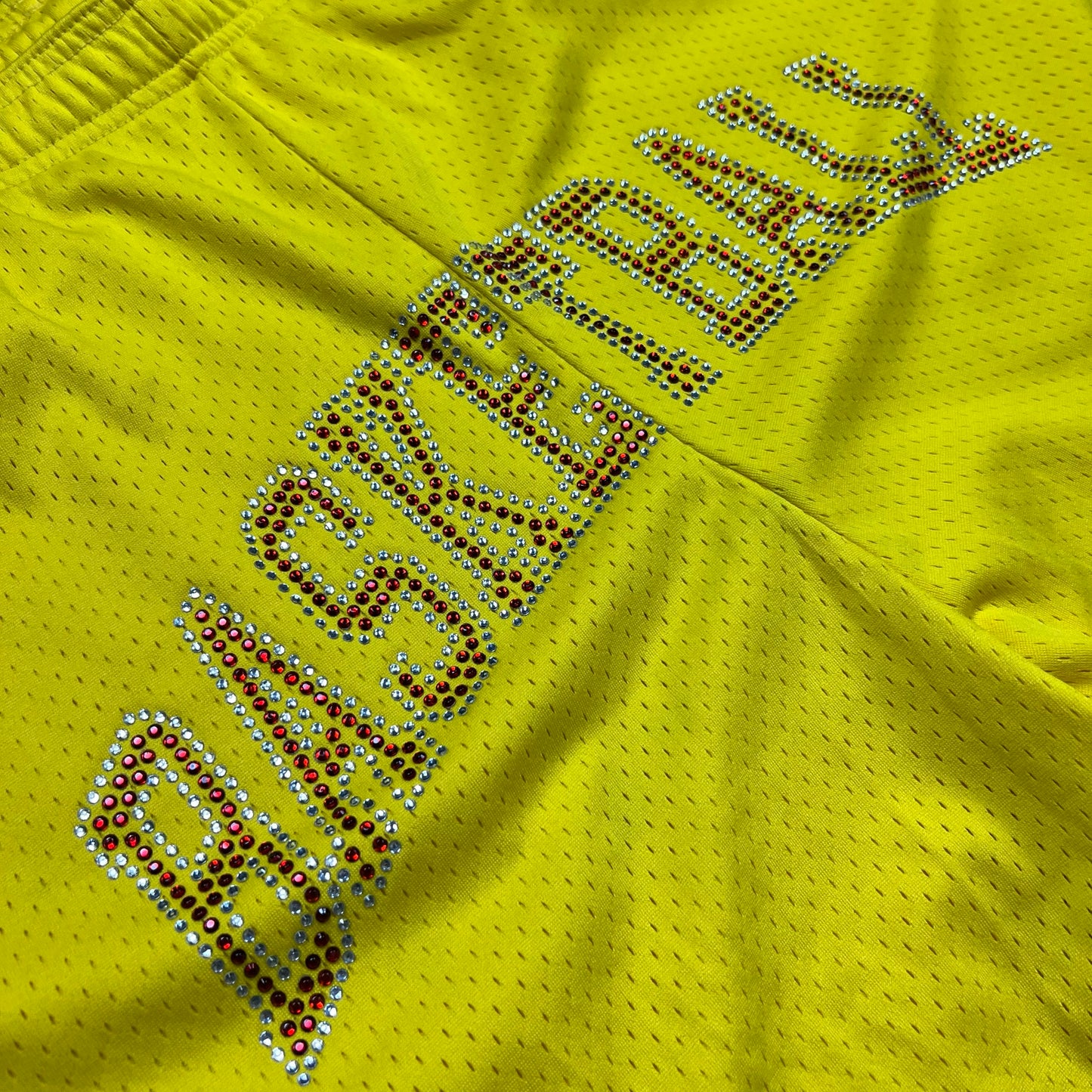 Basketball Skateboards Rhinestone Mesh Shorts - XL