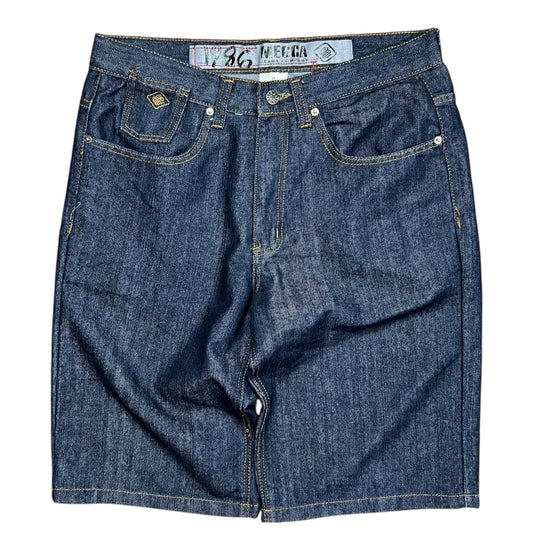 Mecca Embroidered Wave Stitch Denim Shorts - 34”