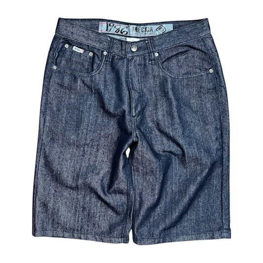 Mecca Embroidered Wave Stitch Denim Shorts - 34”