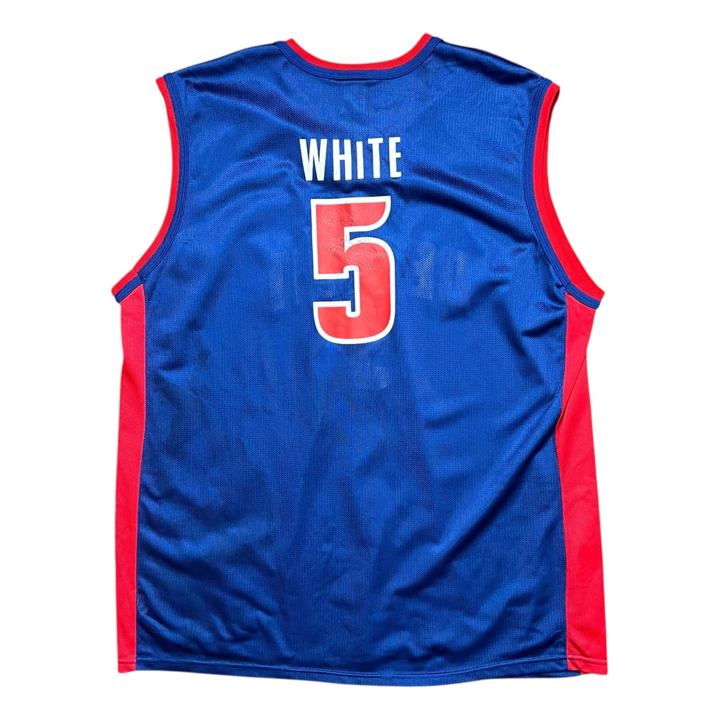 Champion Detroit Pistons Signed Rodney White NBA Basketball Jersey - XL