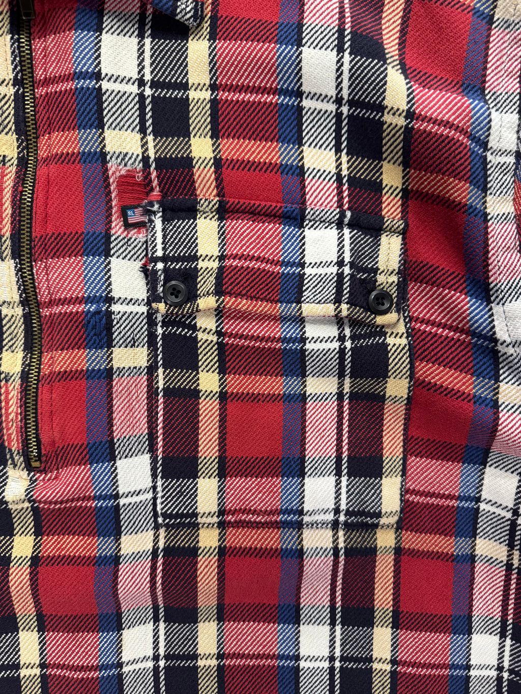 Polo Jeans Co. Ralph Lauren Half-Zip Plaid Flannel Shirt - XL