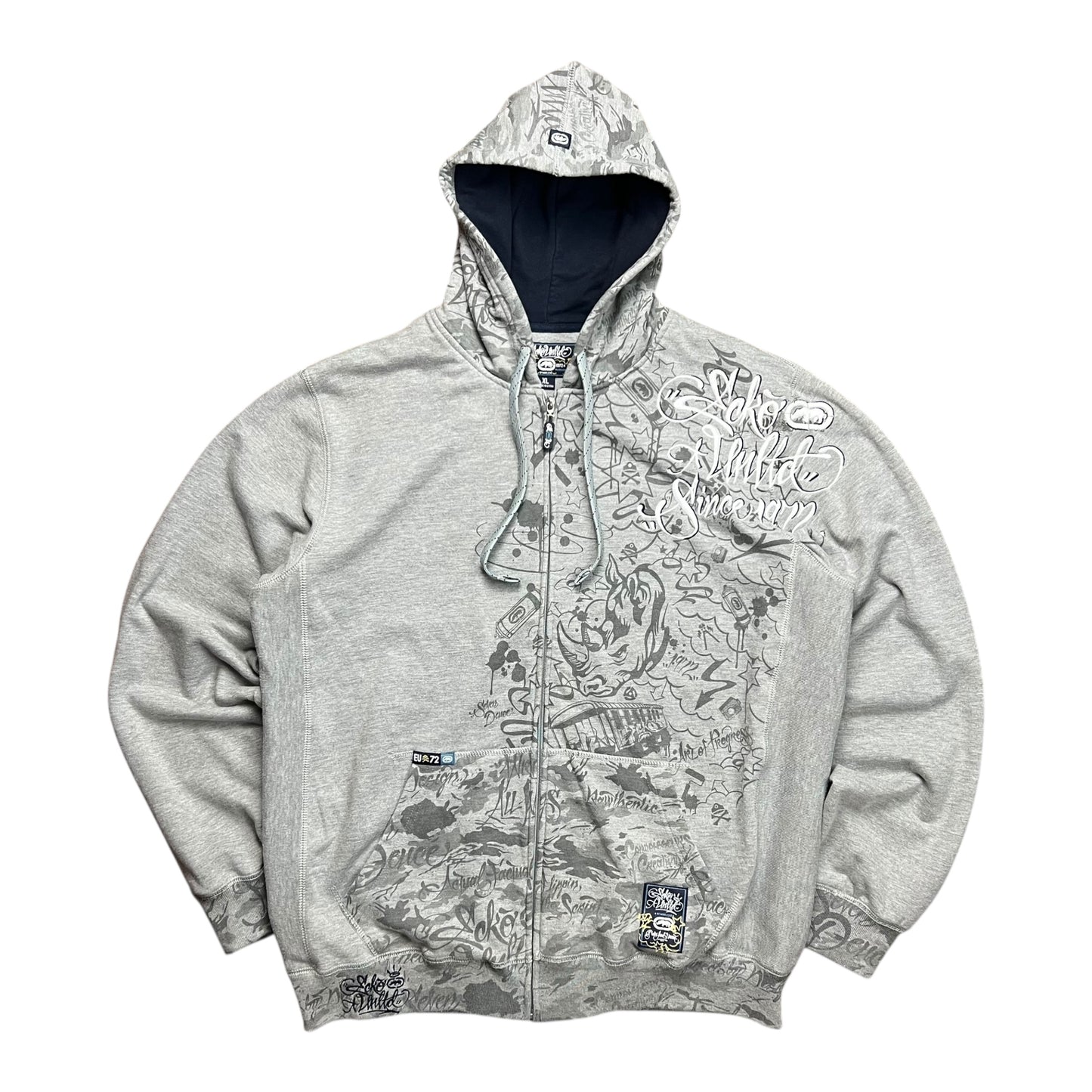 Ecko Unltd. Grey Full-Zip Graffiti Hoodie - XL