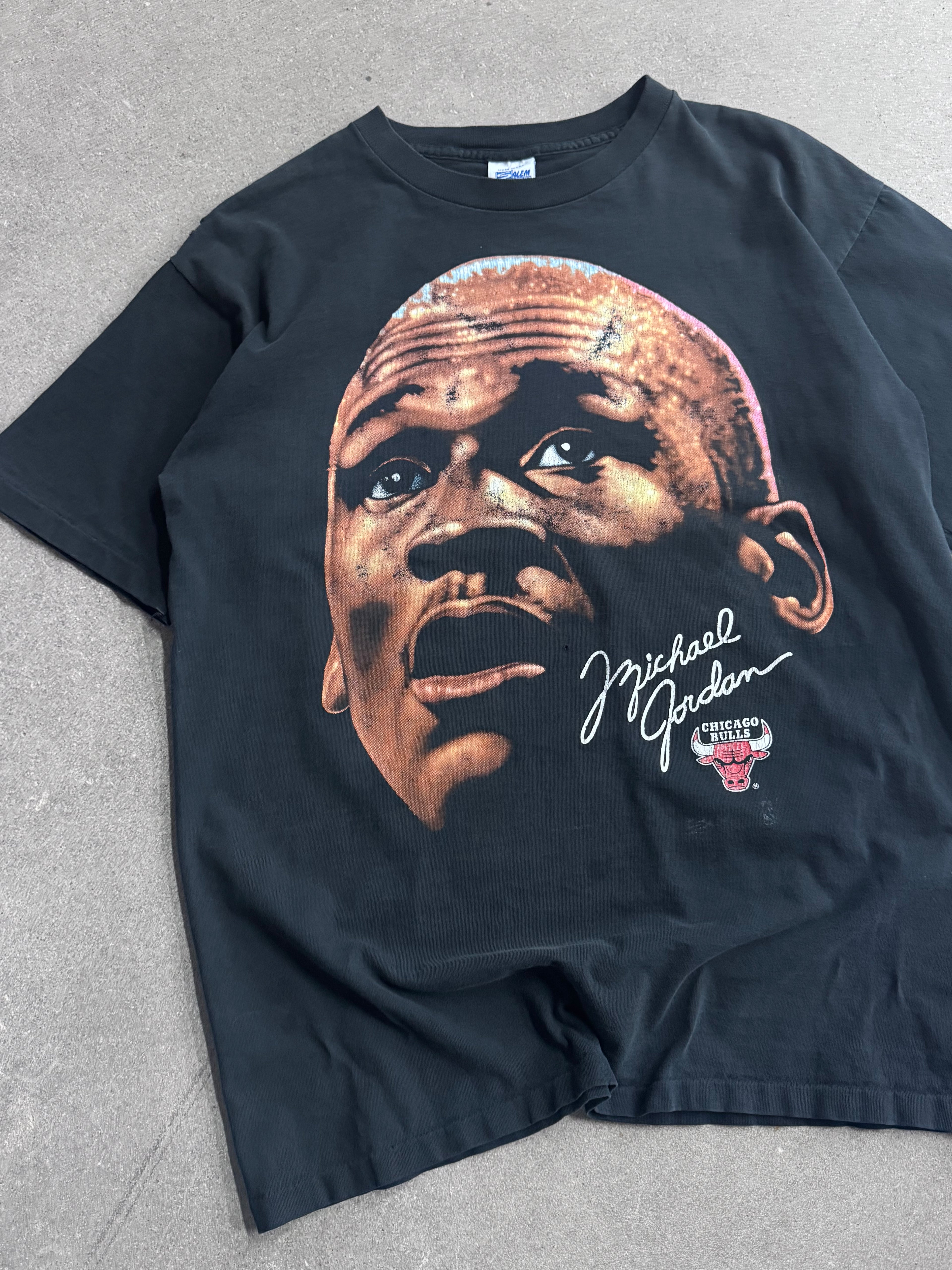 1991 Salem Sportswear Michael Jordan Chicago Bulls Big Face NBA T-Shirt - L