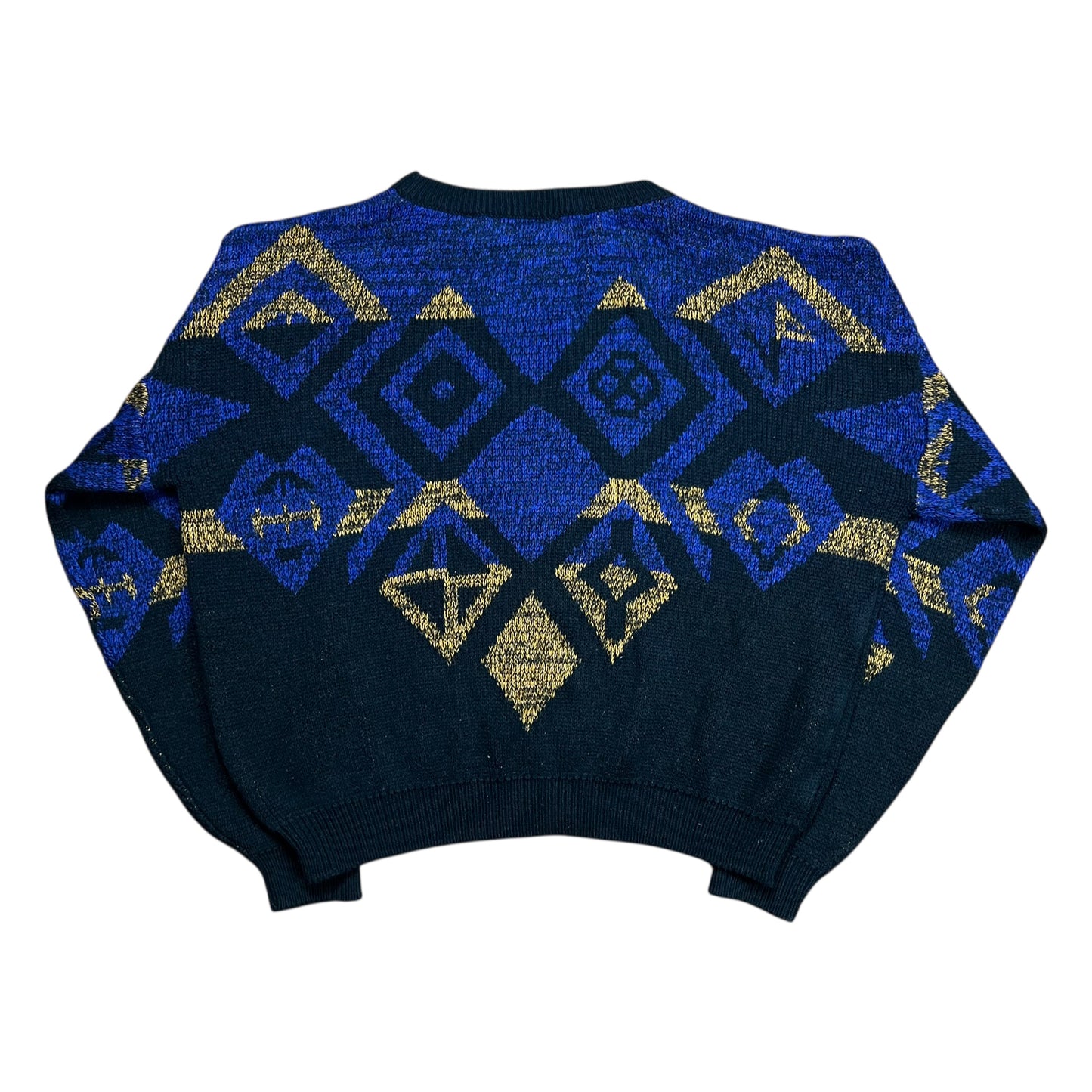 Entourage Black & Purple Diamond Knit Sweater - L