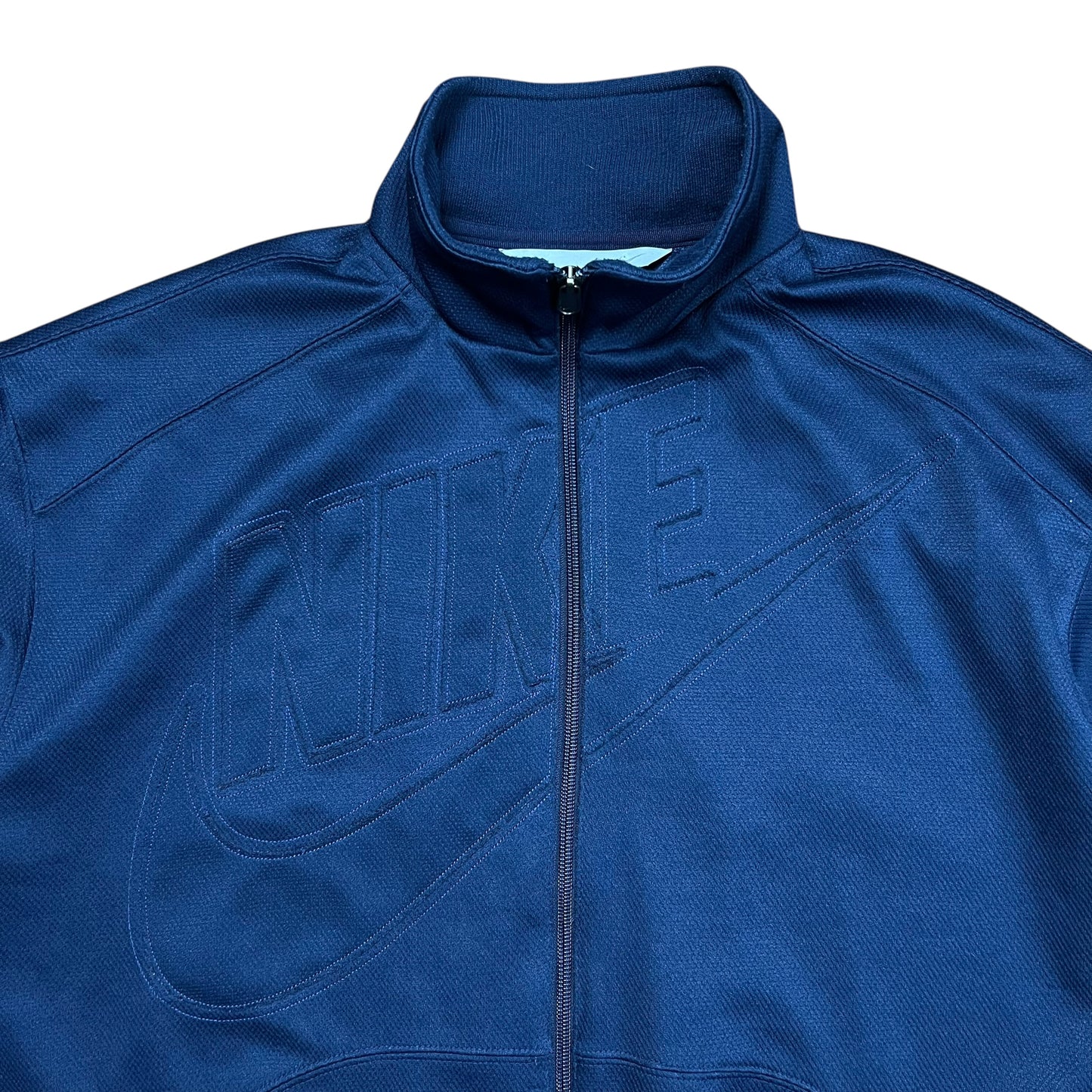 Nike Navy Embossed Logo Zip-up Sweater - XL
