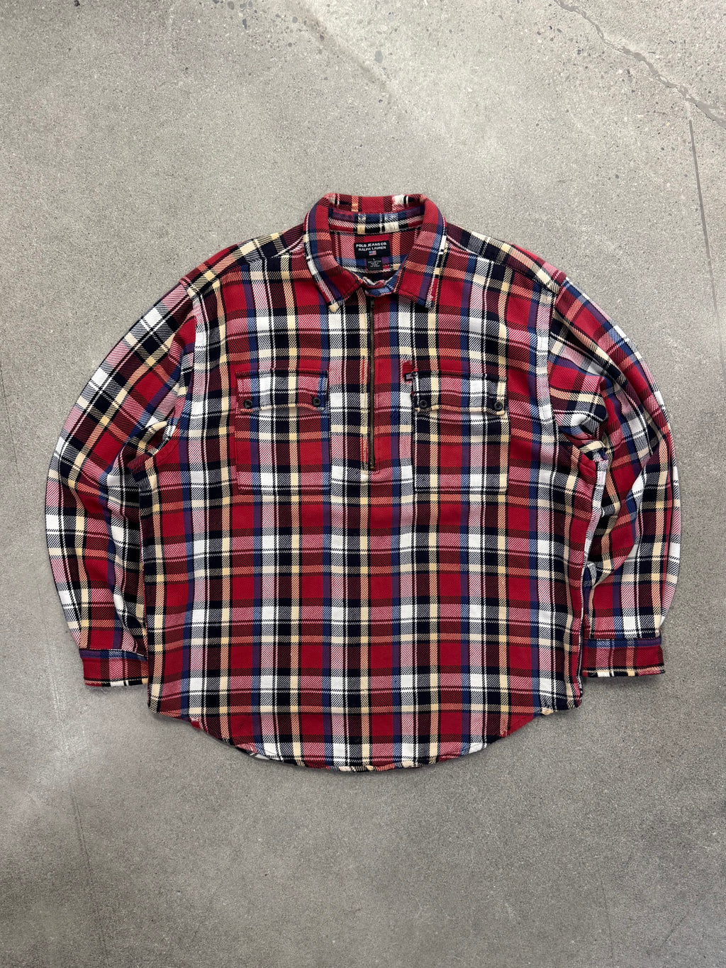 Polo Jeans Co. Ralph Lauren Half-Zip Plaid Flannel Shirt - XL