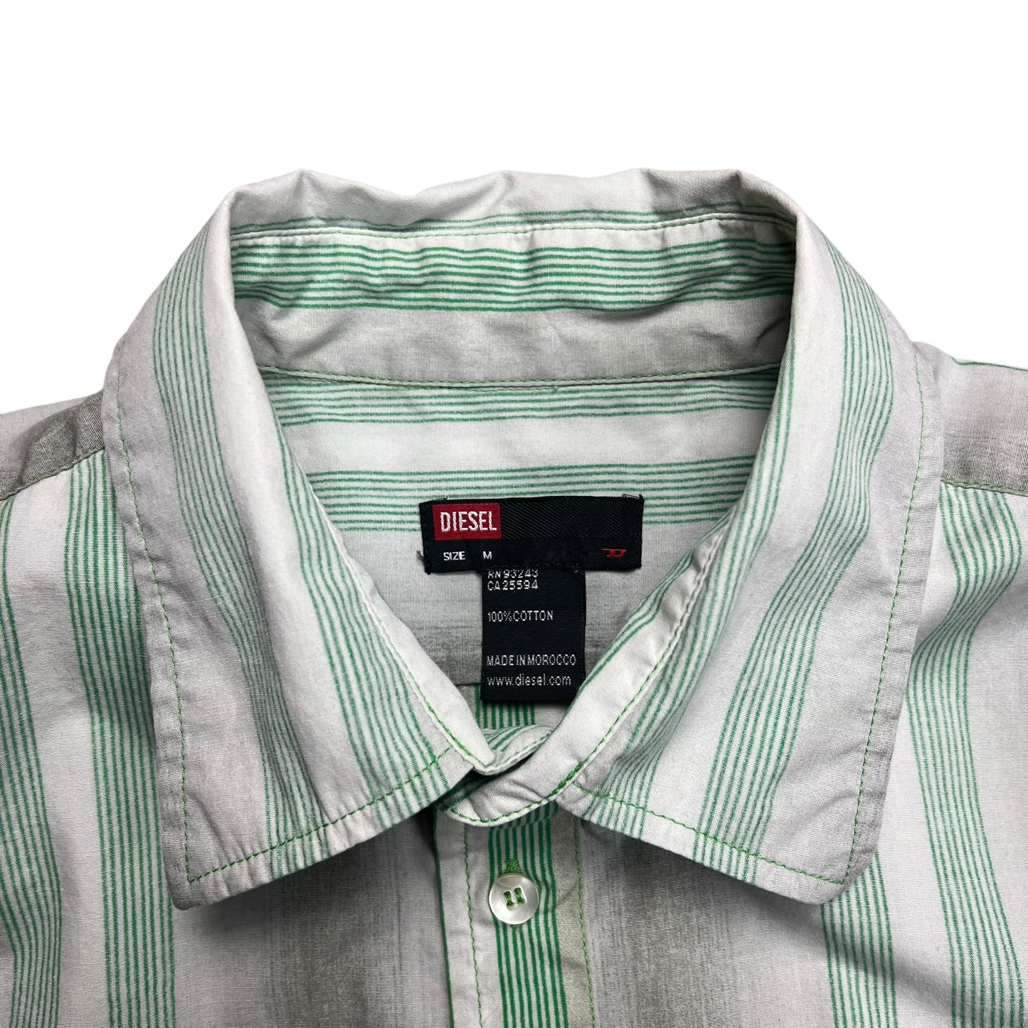 Diesel Green Striped Button-up Shirt - M