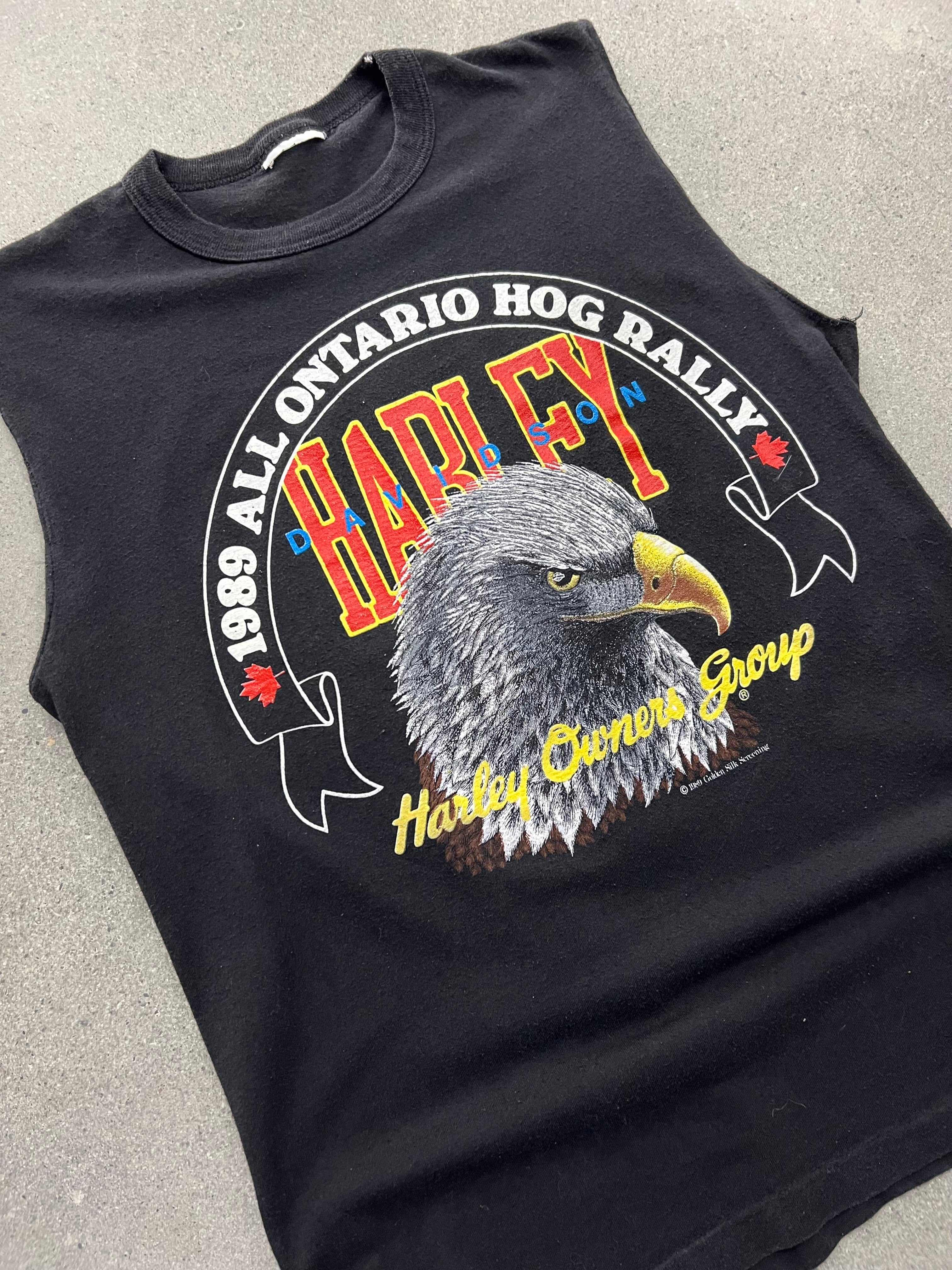 1989 Harley-Davidson Ontario Hog Rally Sleeveless Shirt - M