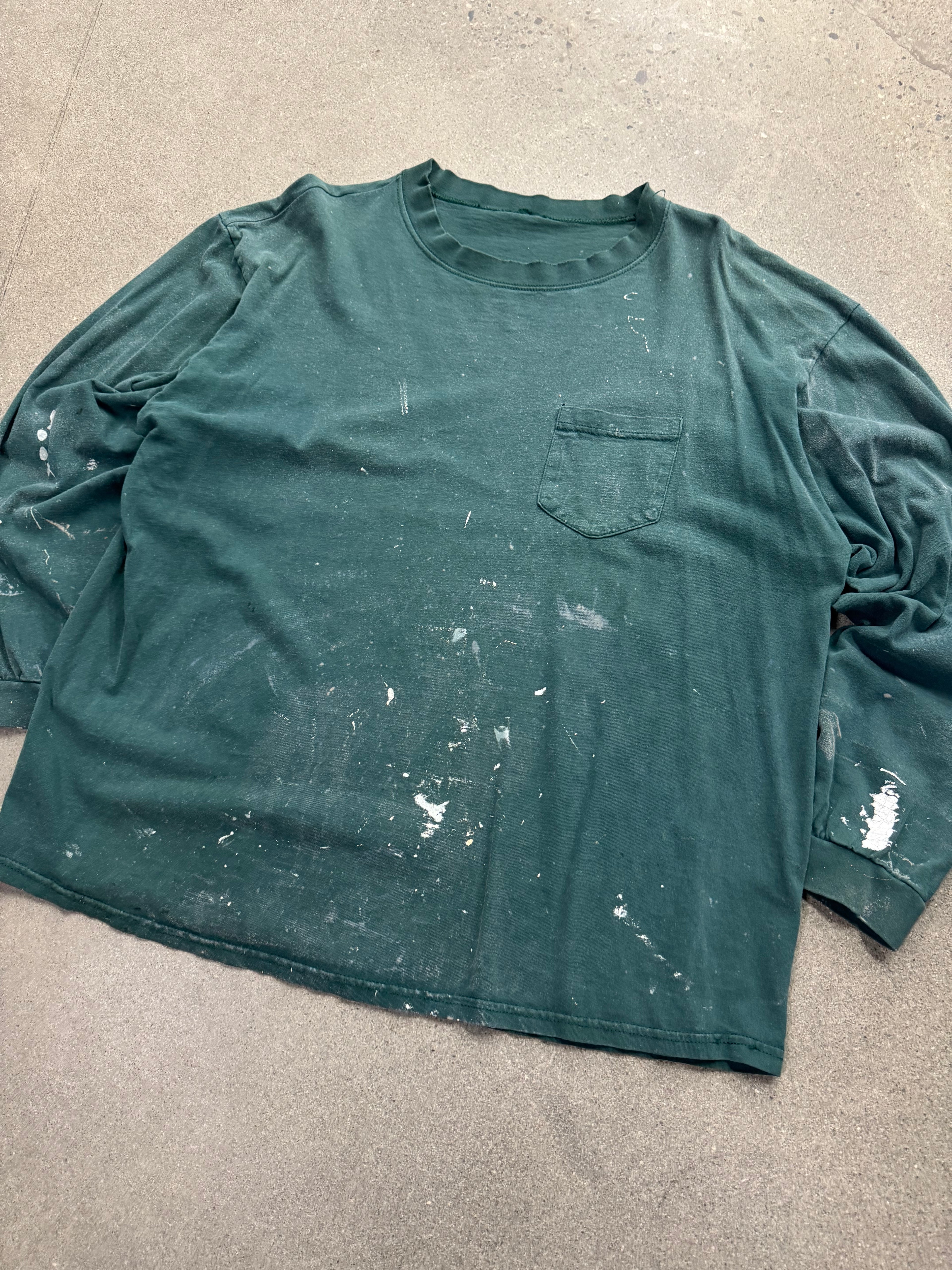 Blank Paint Splatter Long-Sleeve Pocket Shirt - XL