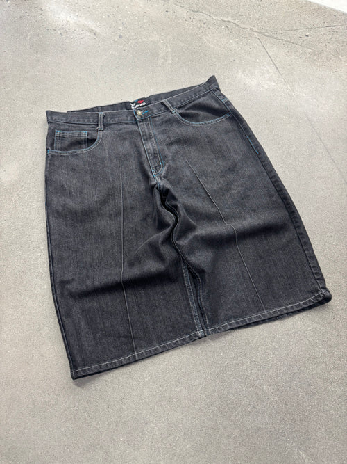 Red Diamond Baggy Contrast Stitch Jean Shorts - 38”