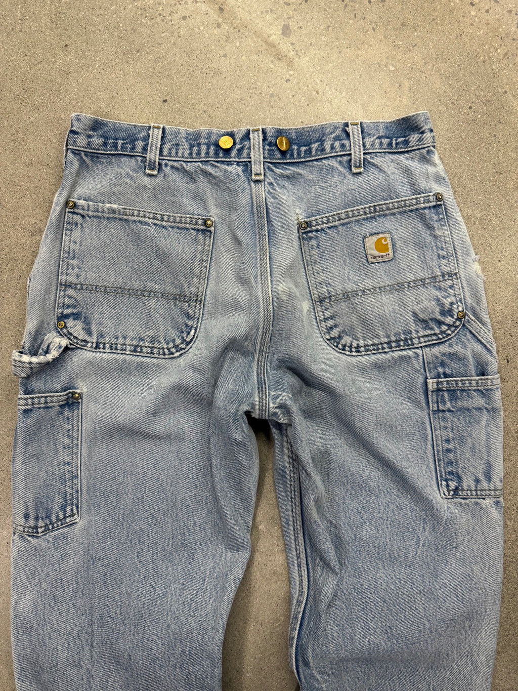 Faded Carhartt Denim Double Knee Work Pants - 32"