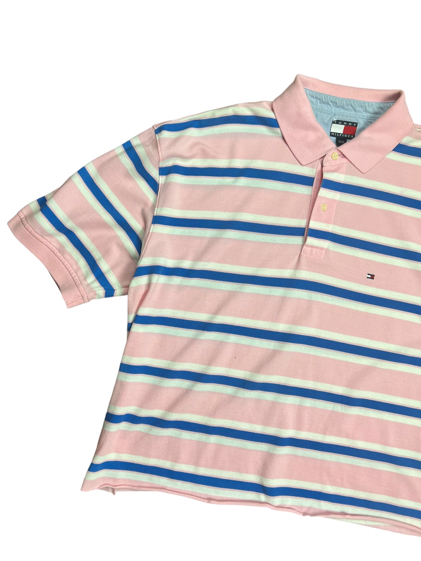 Tommy Hilfiger Boxy Pink Striped Polo Shirt - L