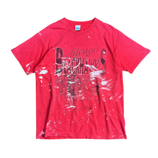 Salem Chicago Blackhawks Paint Splattered T-shirt - XL