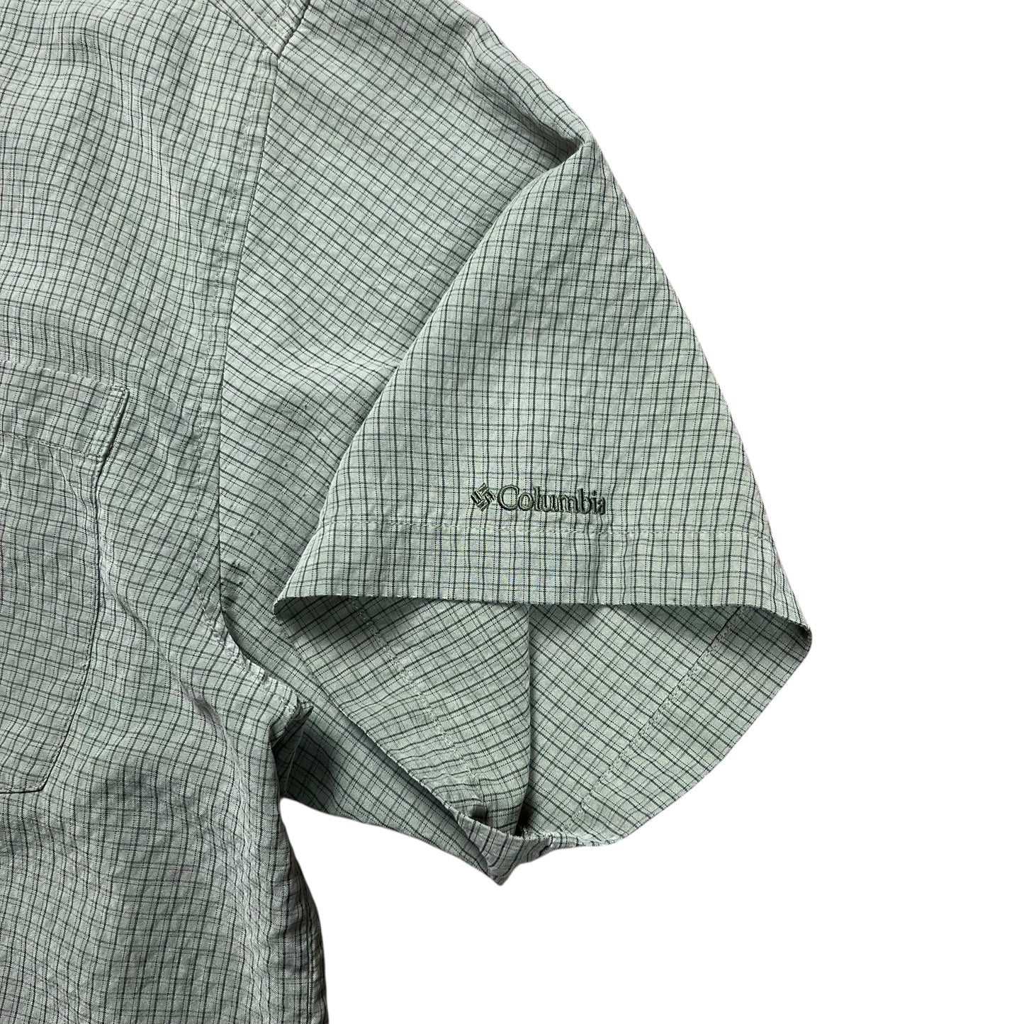 Columbia Cropped Micro-Check Button-up Shirt - XL