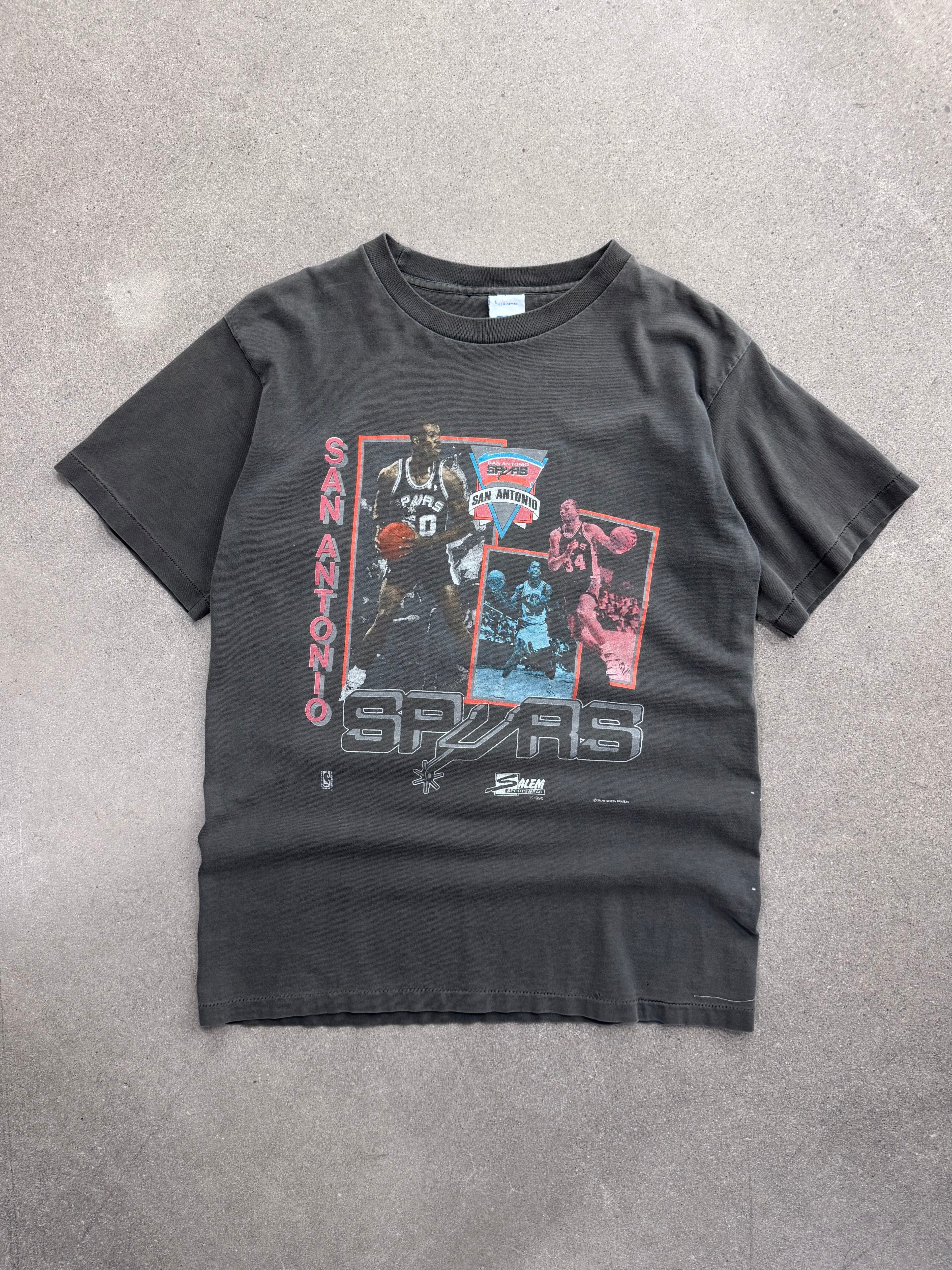 Ausgebleichtes 1990 Salem Sportswear San Antonio Spurs NBA T-Shirt - L