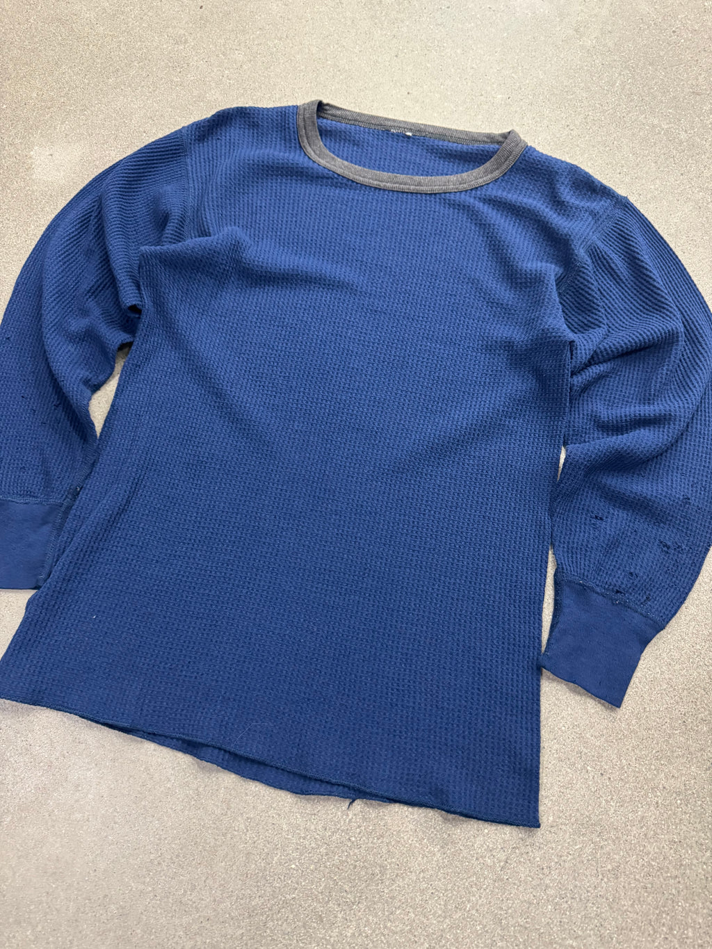 Blank Waffle-Knit Long Sleeve Thermal Shirt - S