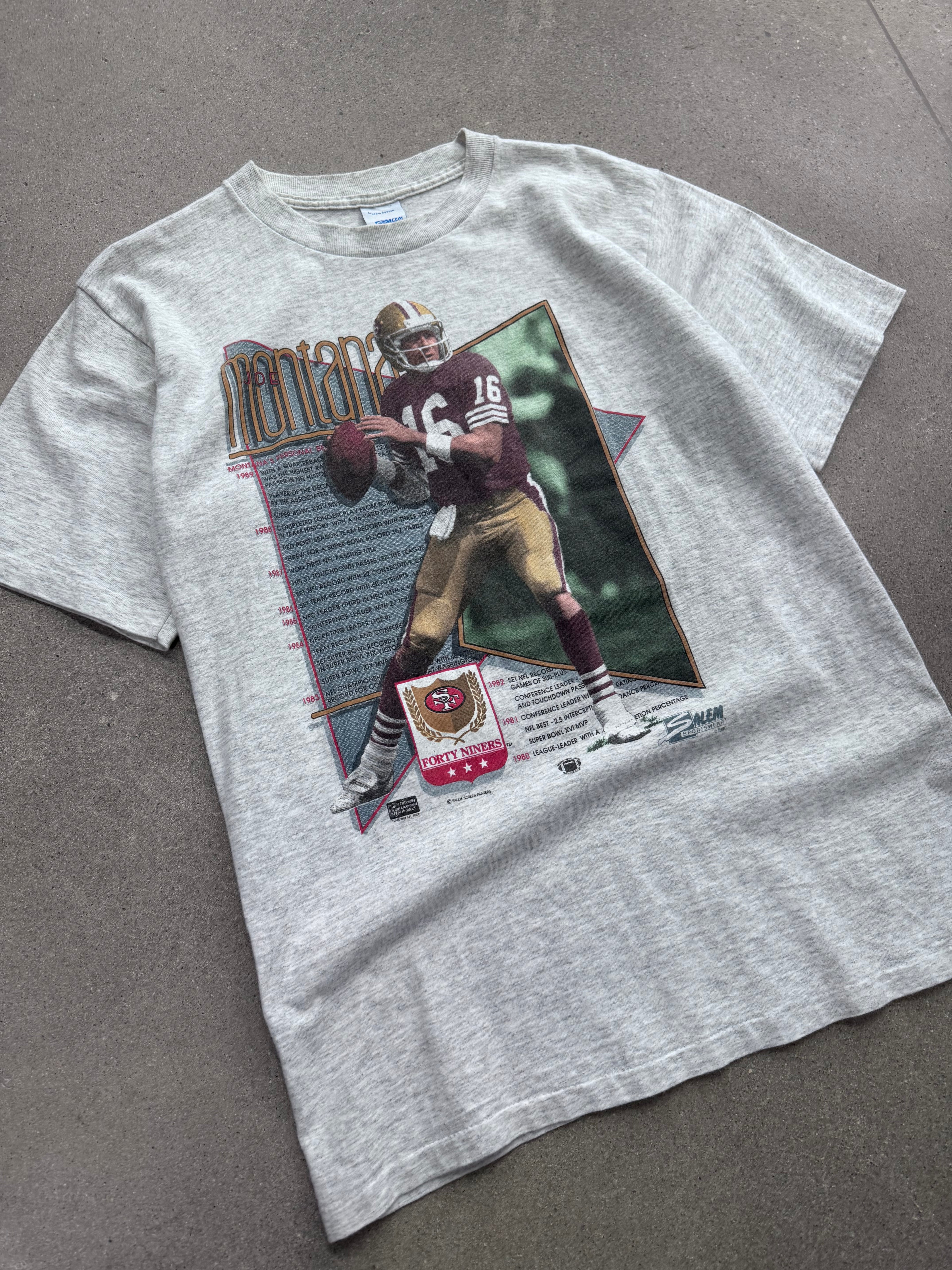 1990 Salem Sportswear Joe Montana San Francisco 49ers NFL T-Shirt – L