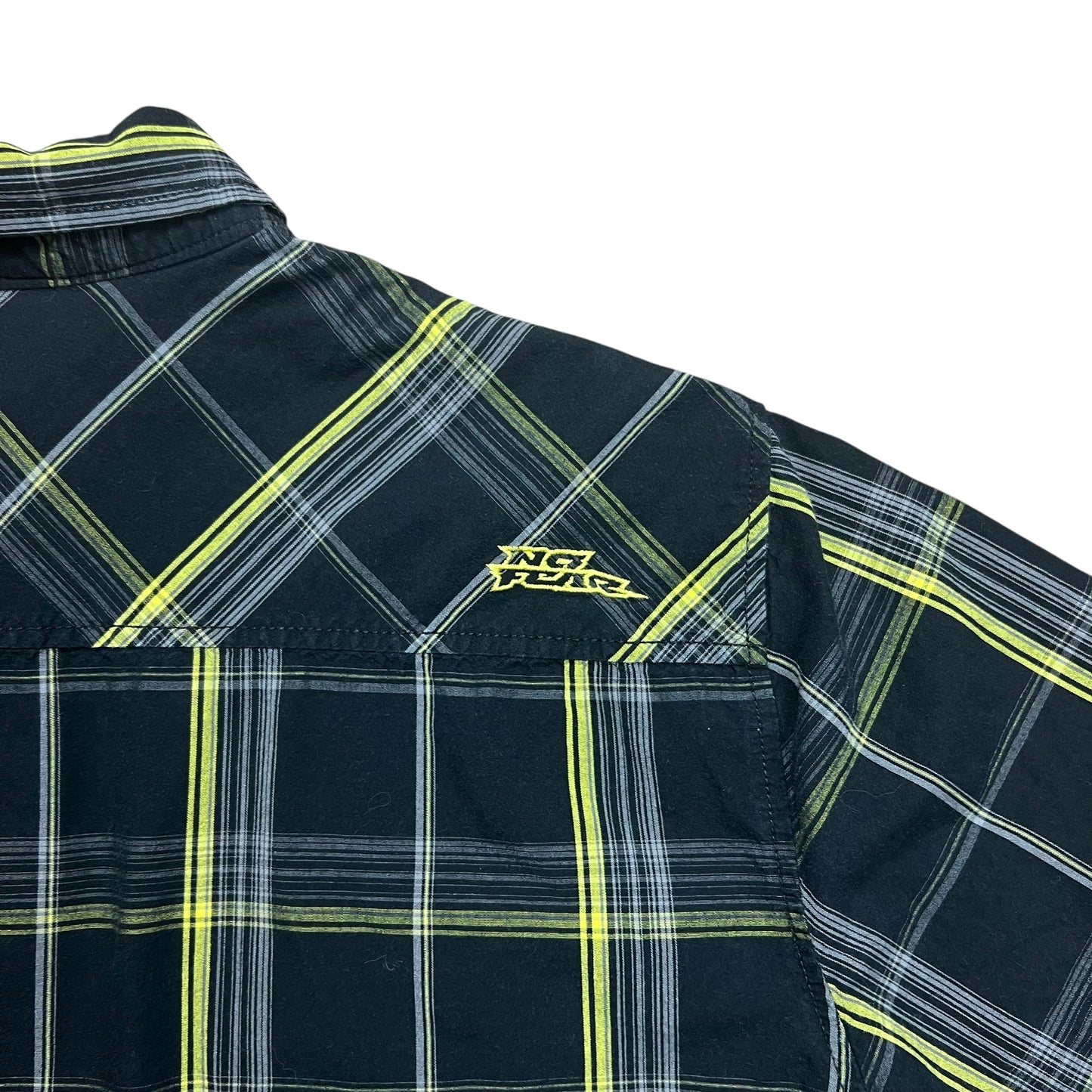 No Fear Plaid Black & Yellow Button-up Shirt - L