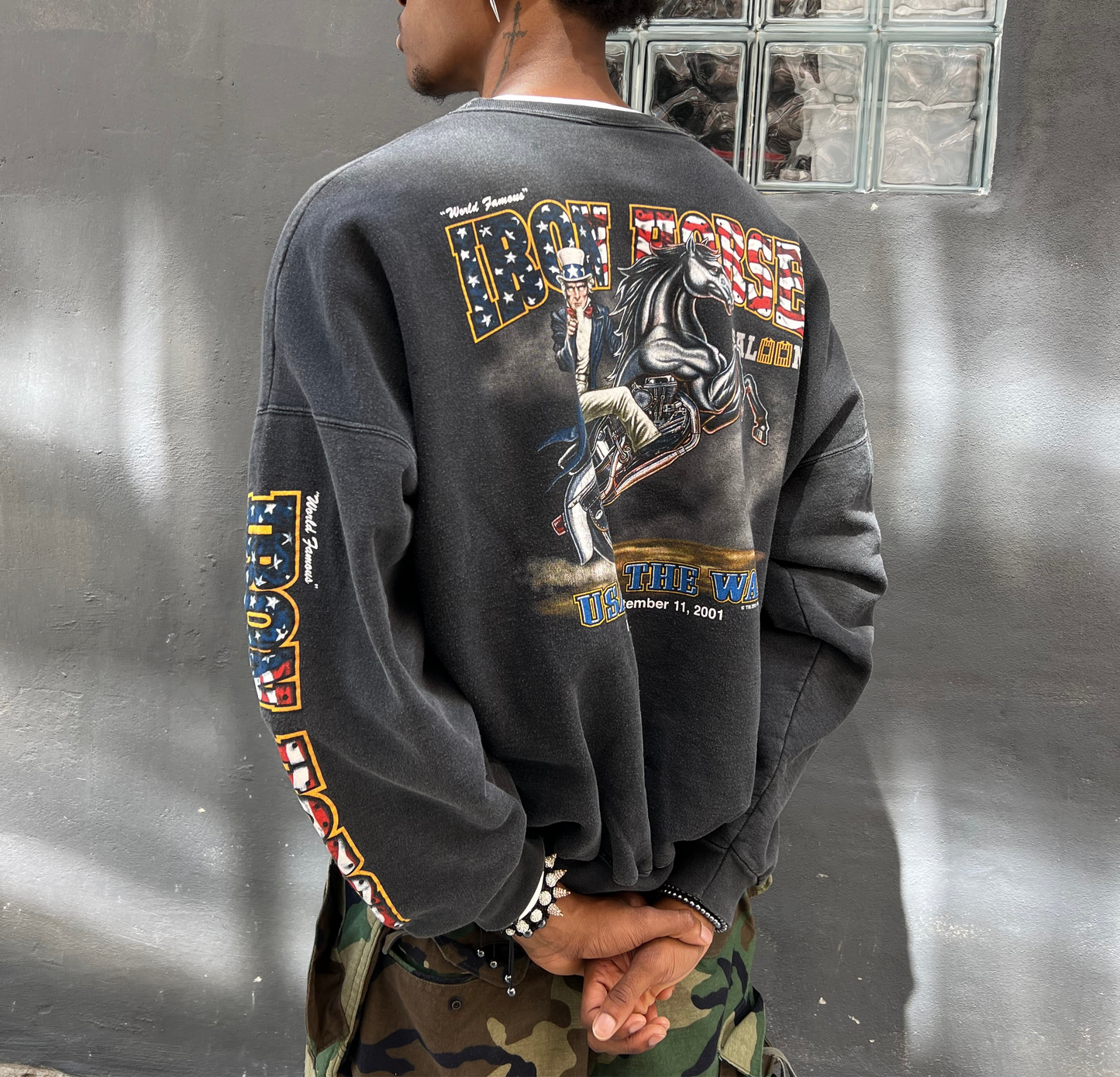 2001 Faded Iron Horse Sept 11th Tribute Crewneck - XL