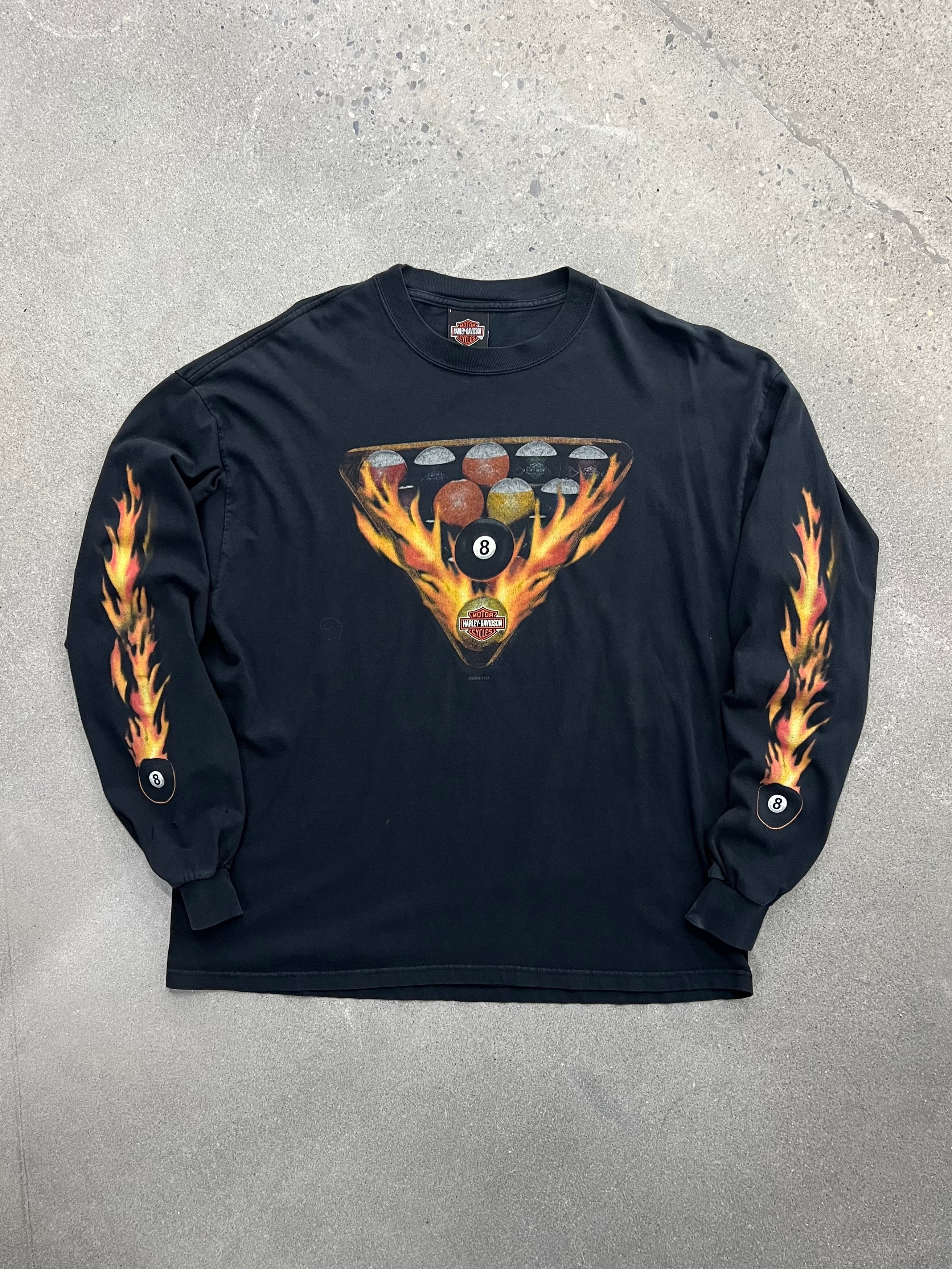 2006 Harley-Davidson Flame 8 Ball Long Sleeve Shirt - XL