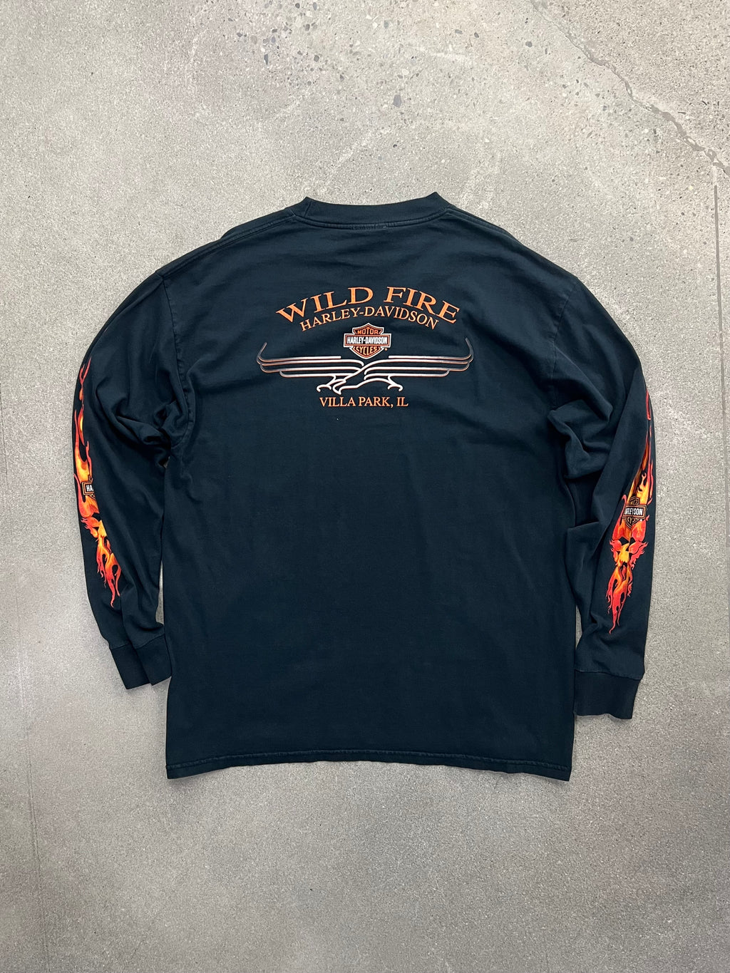 2002 Harley-Davidson Flame Skull Long Sleeve Shirt - XL