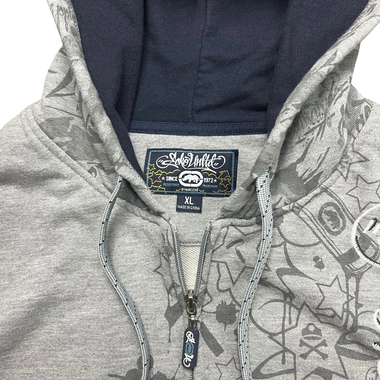 Ecko Unltd. Grey Full-Zip Graffiti Hoodie - XL