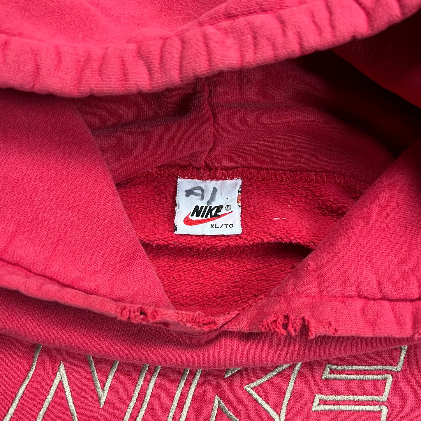 Nike Faded Red Spell-out Hoodie - XL