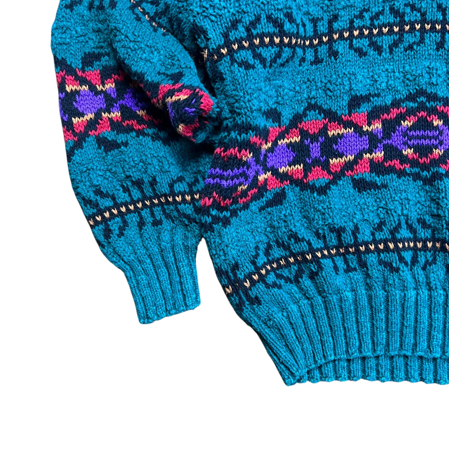 Green Boxy Aztec Knit Sweater - L