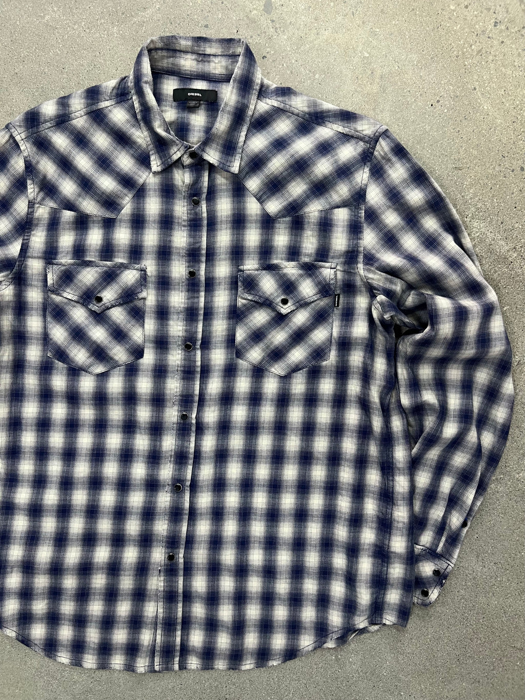 Diesel Plaid Pearl Snap Button-Up Shirt - L