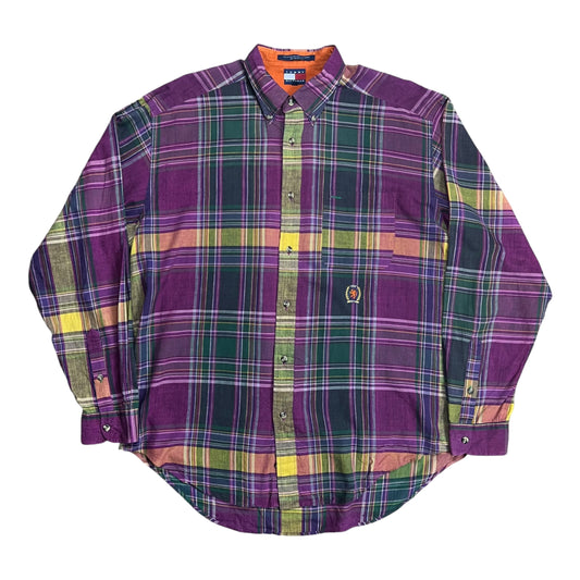 Tommy Hilfiger Purple Plaid Button-up Shirt - XL