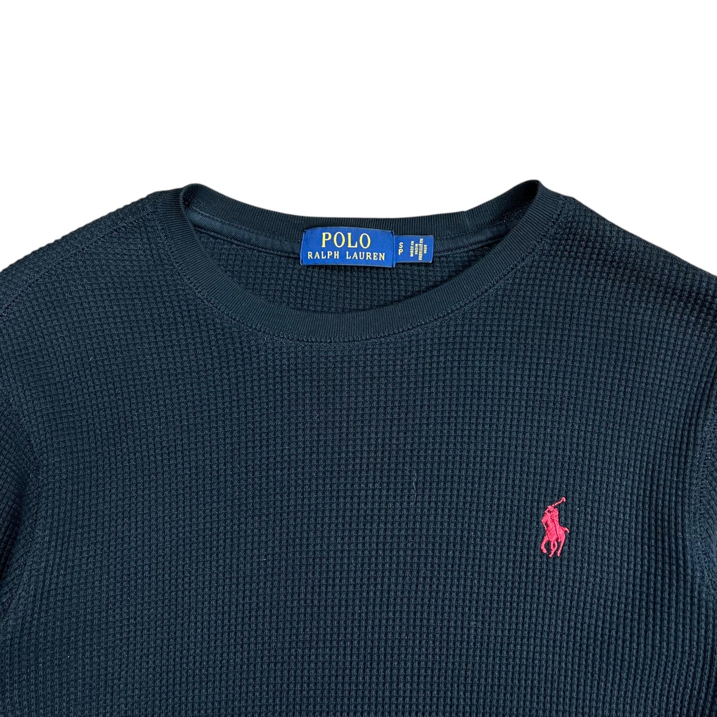 Polo Ralph Lauren Black Waffle-Knit Thermal Shirt - S