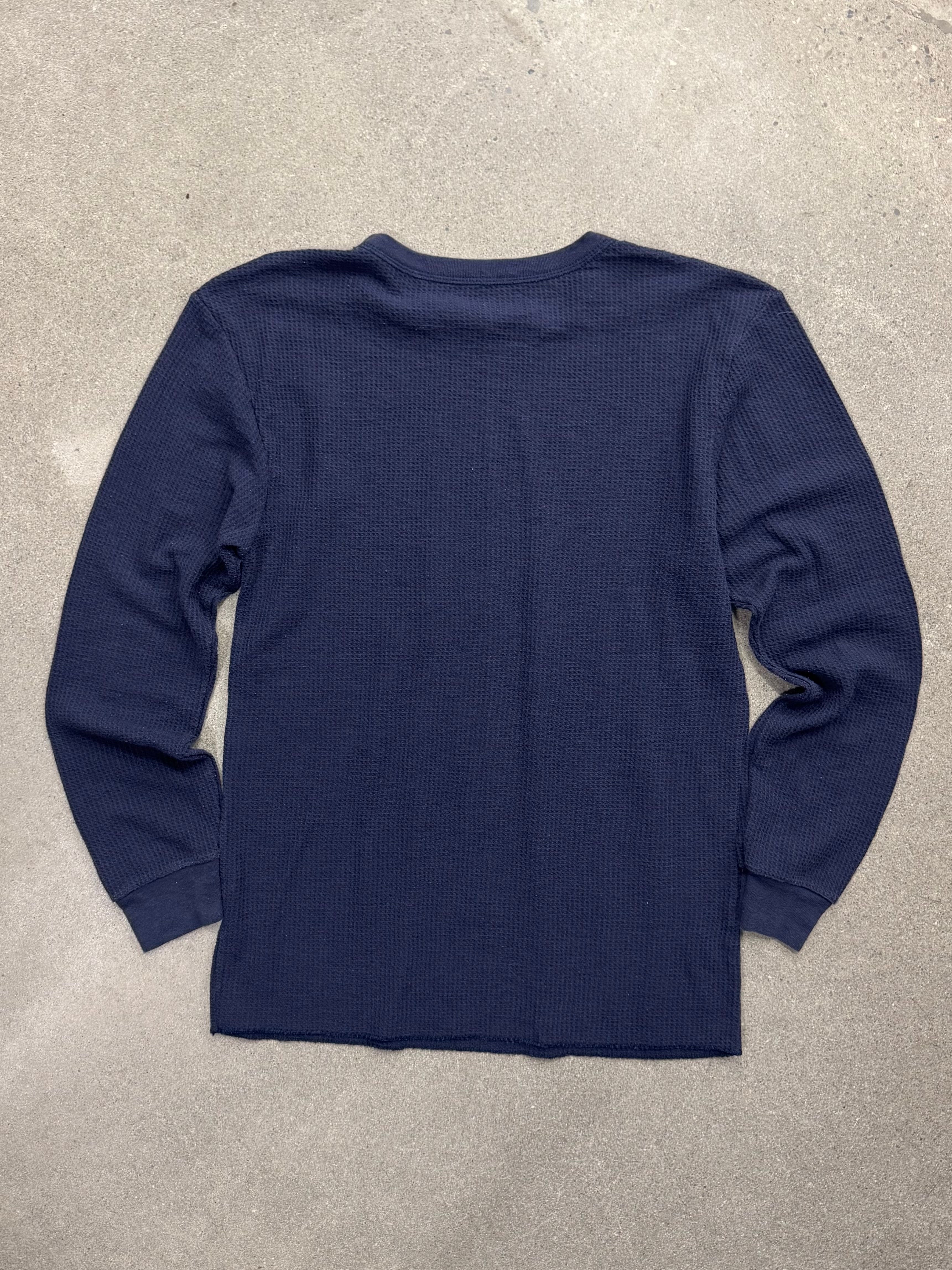Blank Waffle-Knit Long Sleeve Thermal Shirt - L